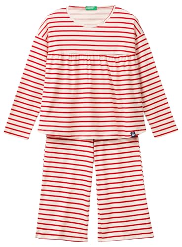 Benetton Set Pigiama 36g90p06t Bambina Cotone Taglia 90