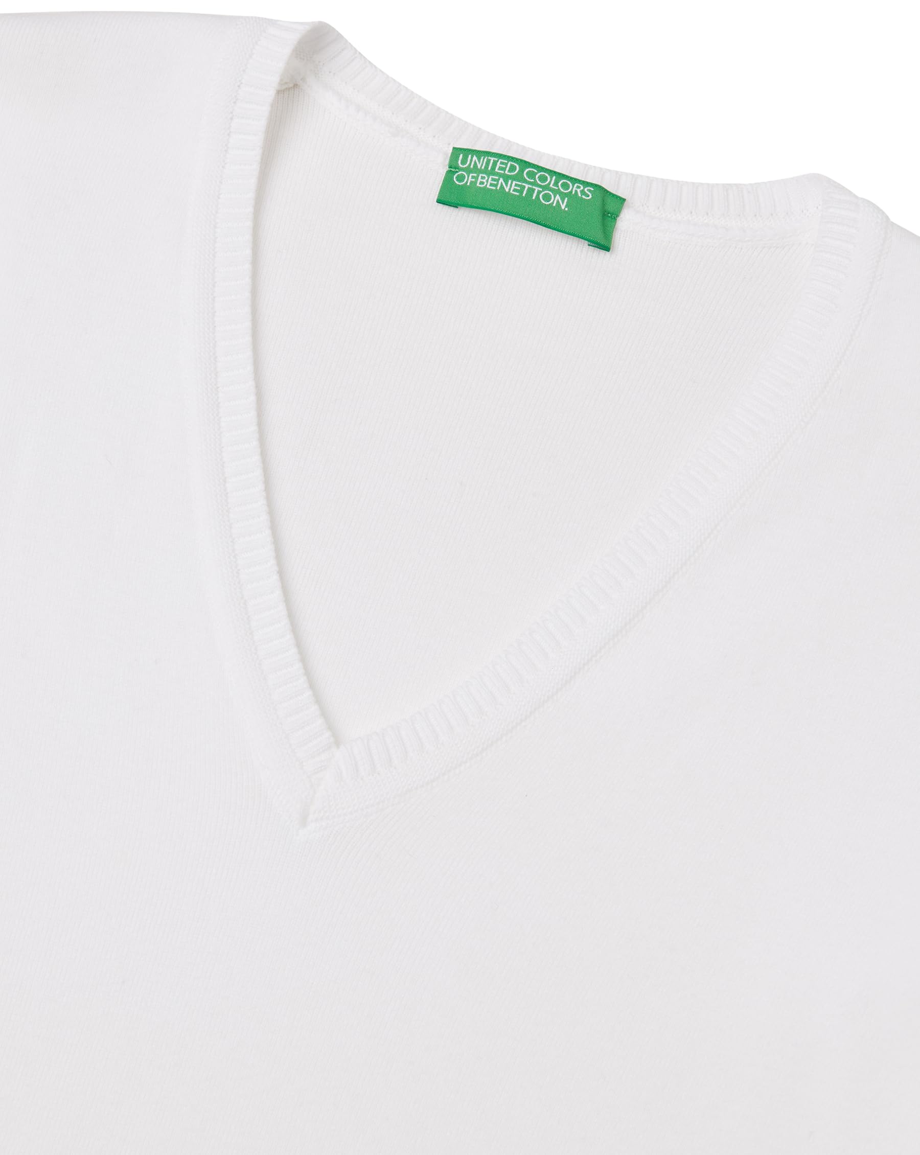 Benetton 1091d4625 Maglione Donna Bianco Scollo V XXS