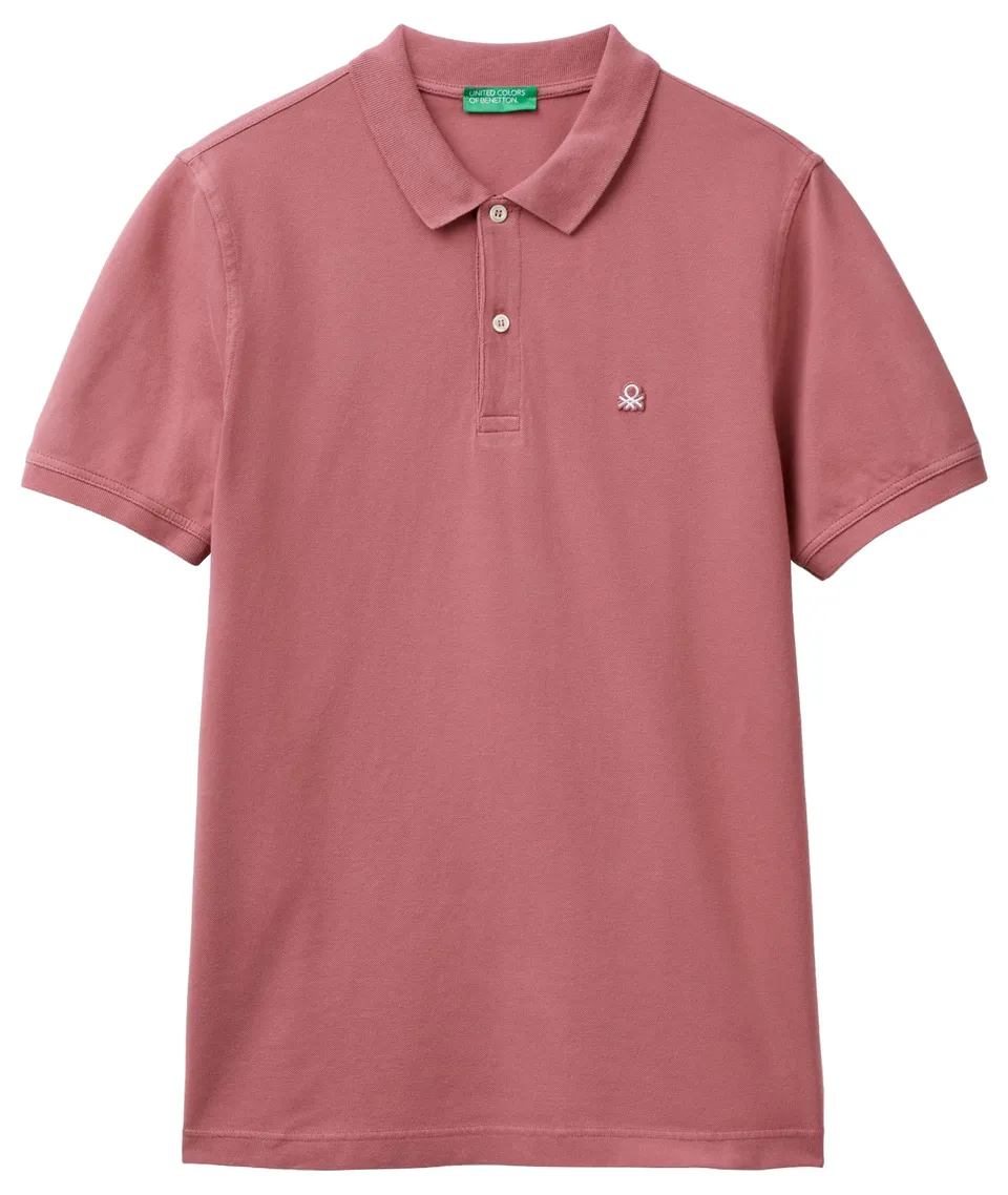 Benetton Polo Slim Uomo Maglia Cotone Blu