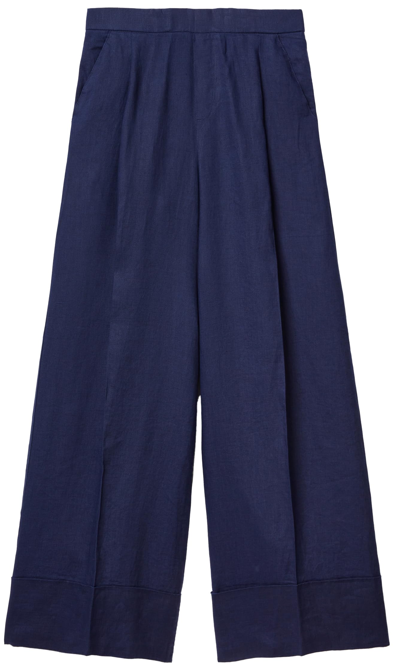 Benetton pantalone donna palazzo lino gamba ampia