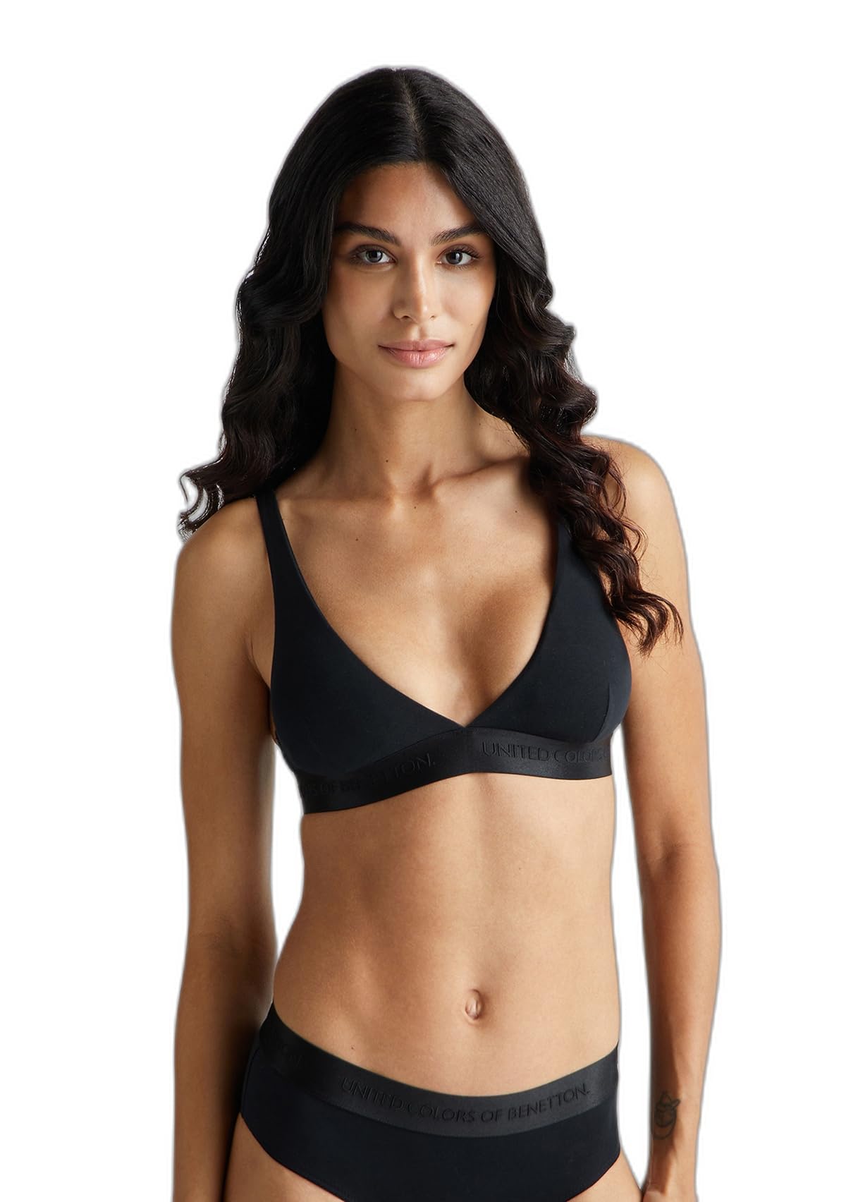 Benetton Bra reggiseno donna nero cotone comfort quotidiano