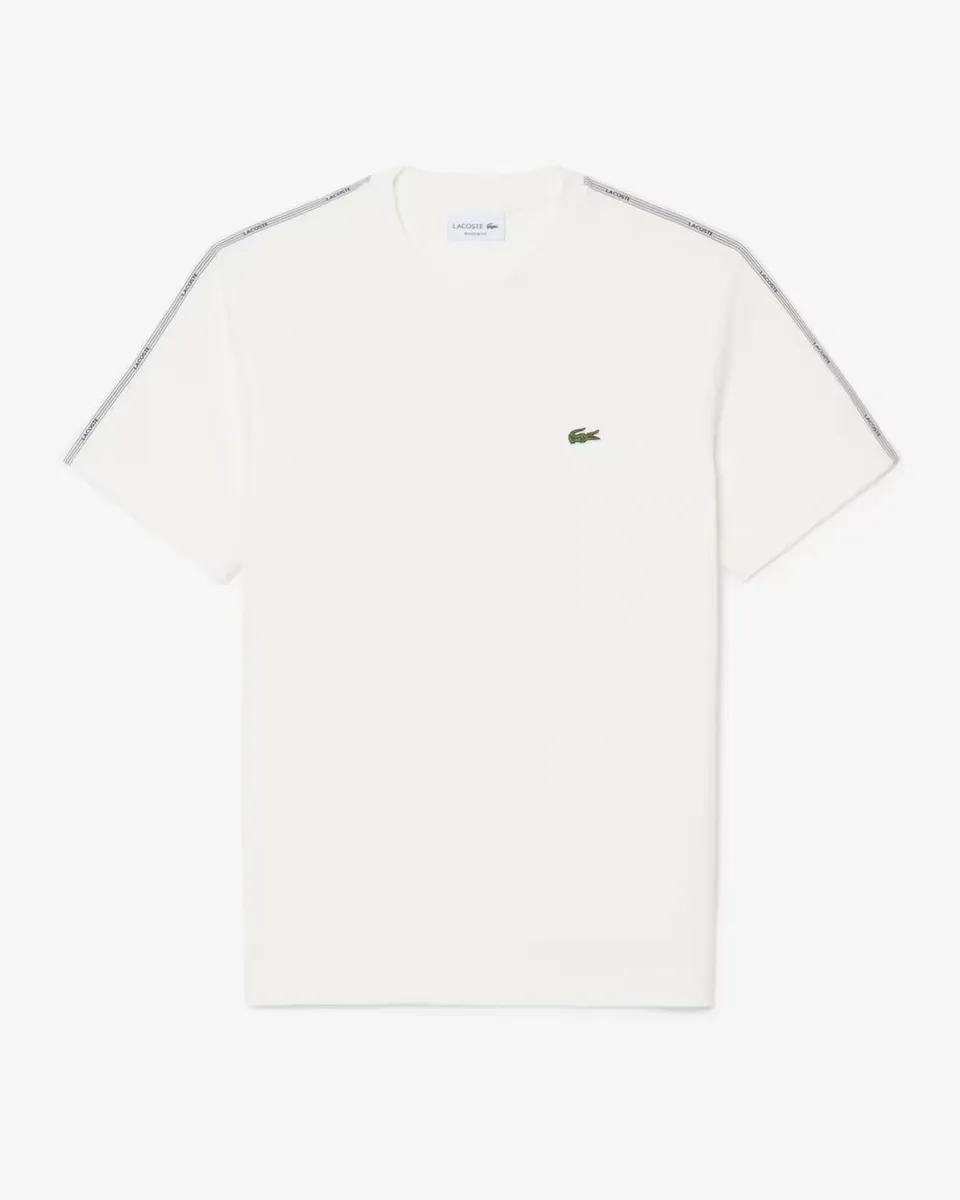Lacoste TH0888 t-shirt uomo bianco jersey cotone banda logo