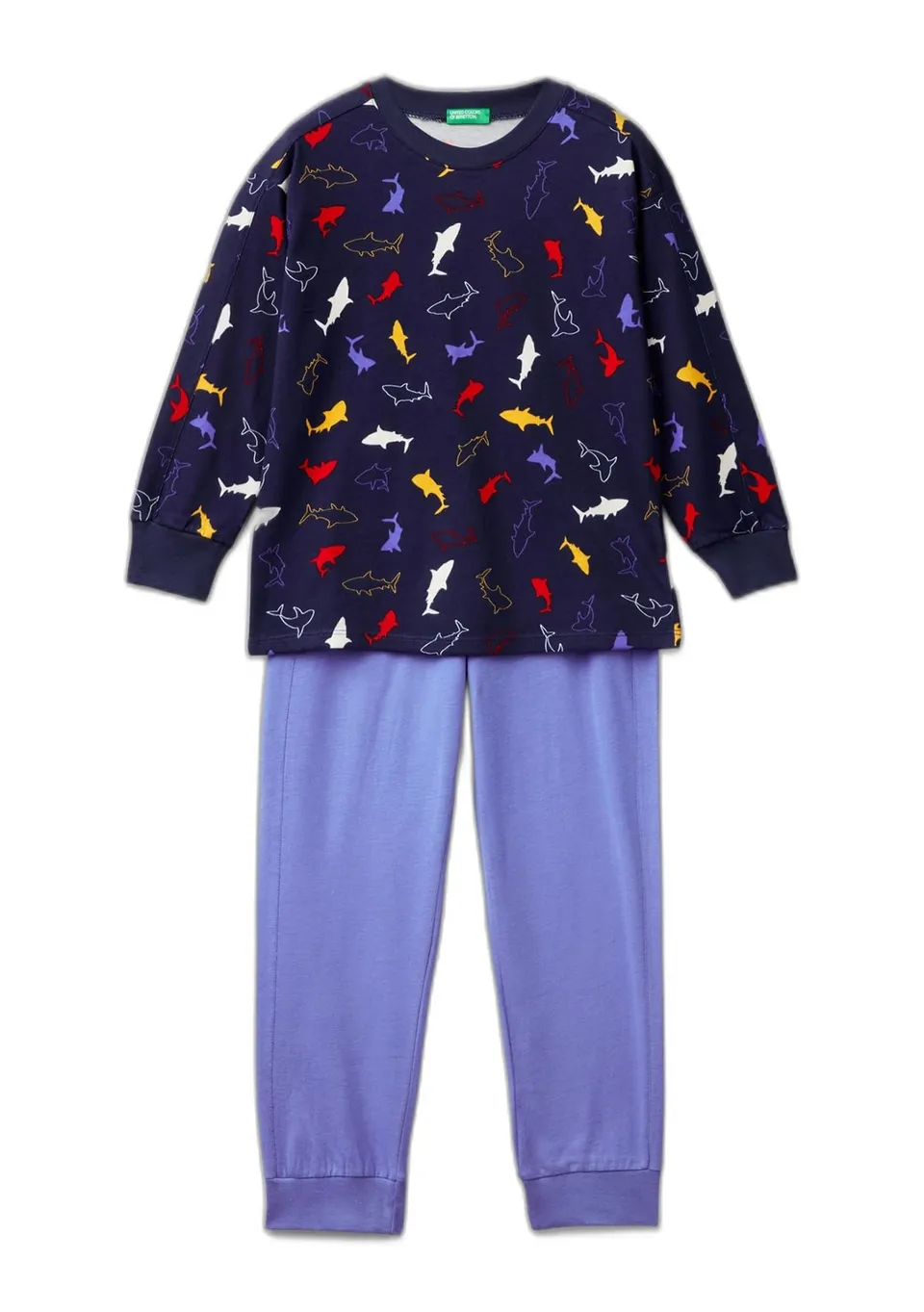 Benetton Pigiama Bambini Jersey Cotone Allover Taglia 90