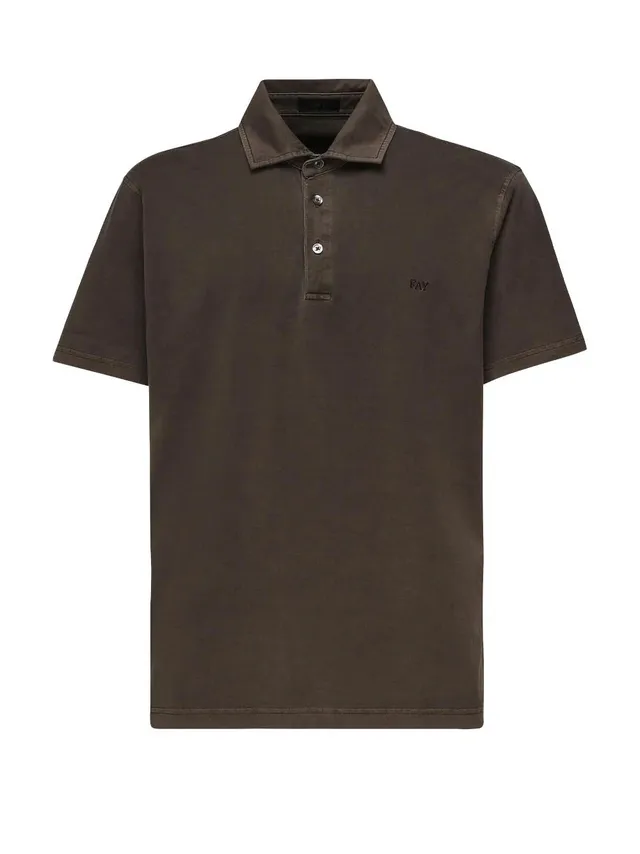 Fay NPMB252143TUY1S602 polo uomo Marrone cotone
