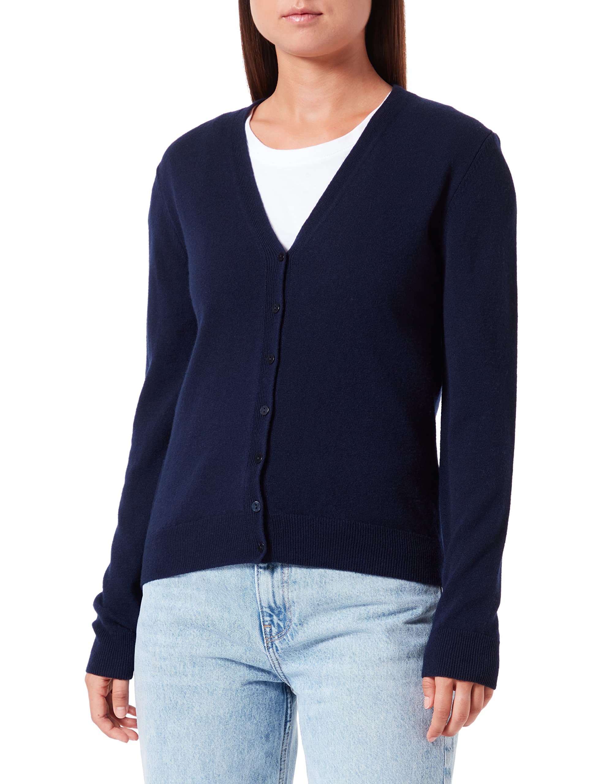 Benetton 1002d6879 Cardigan Donna Manica Lunga Blu