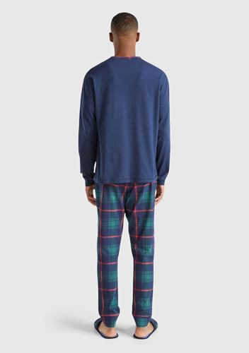 Benetton 37mw4p02n Set Pigiama Uomo S Blu Cotone Serafino