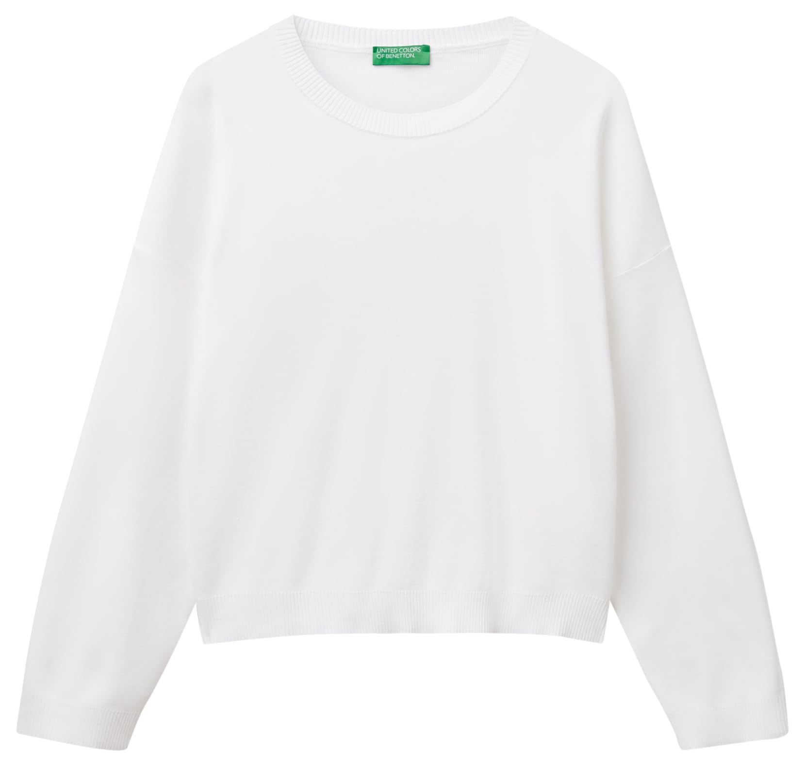 Benetton 1091d10d6 maglia donna bianca XS girocollo