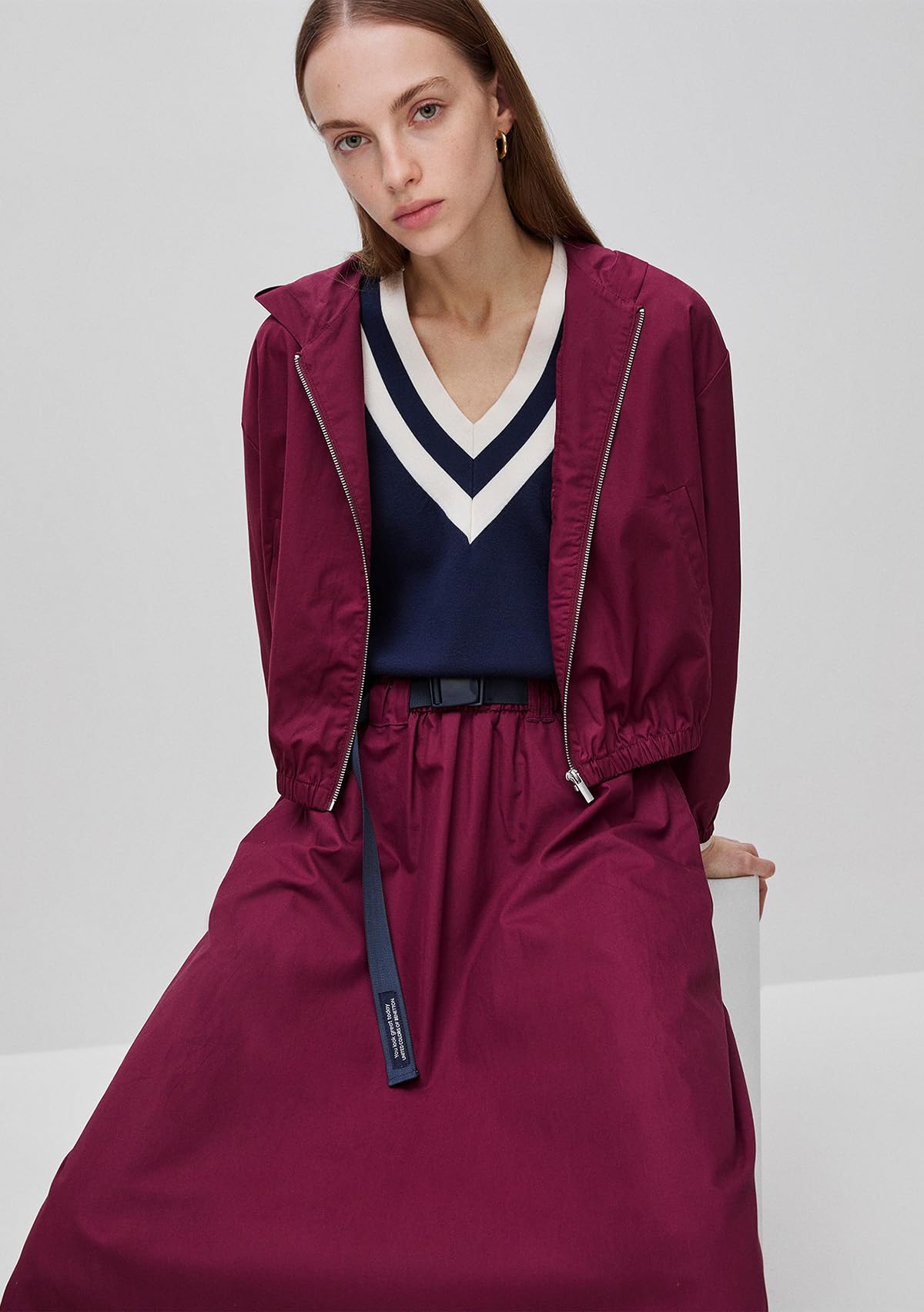 Benetton Maglieria 1z8ce403q maglia scollo a V boxy jacquard