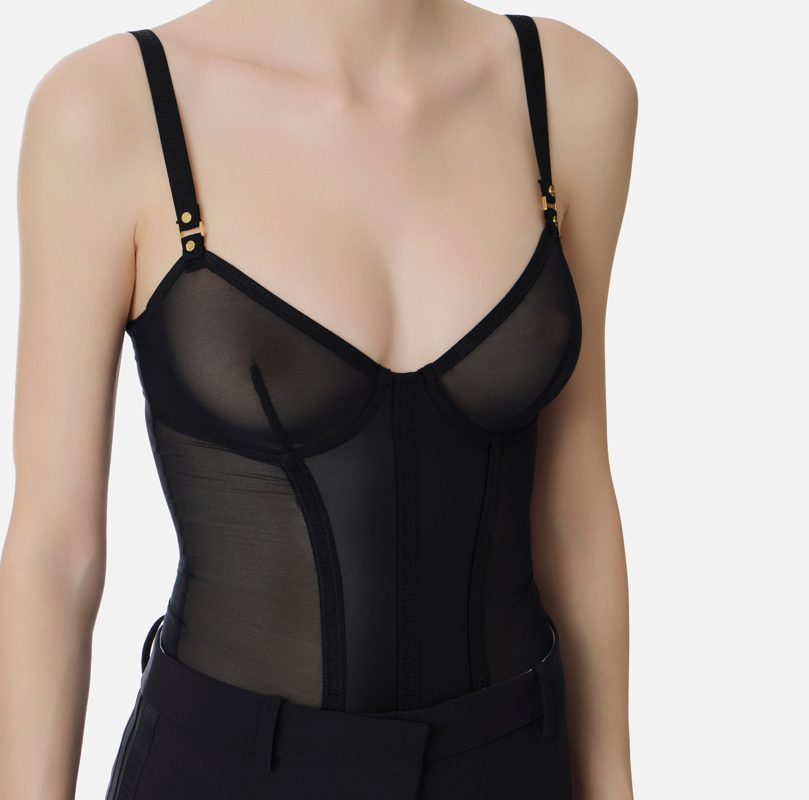 Elisabetta Franchi BO02562E2 body tulle nero taglia 42