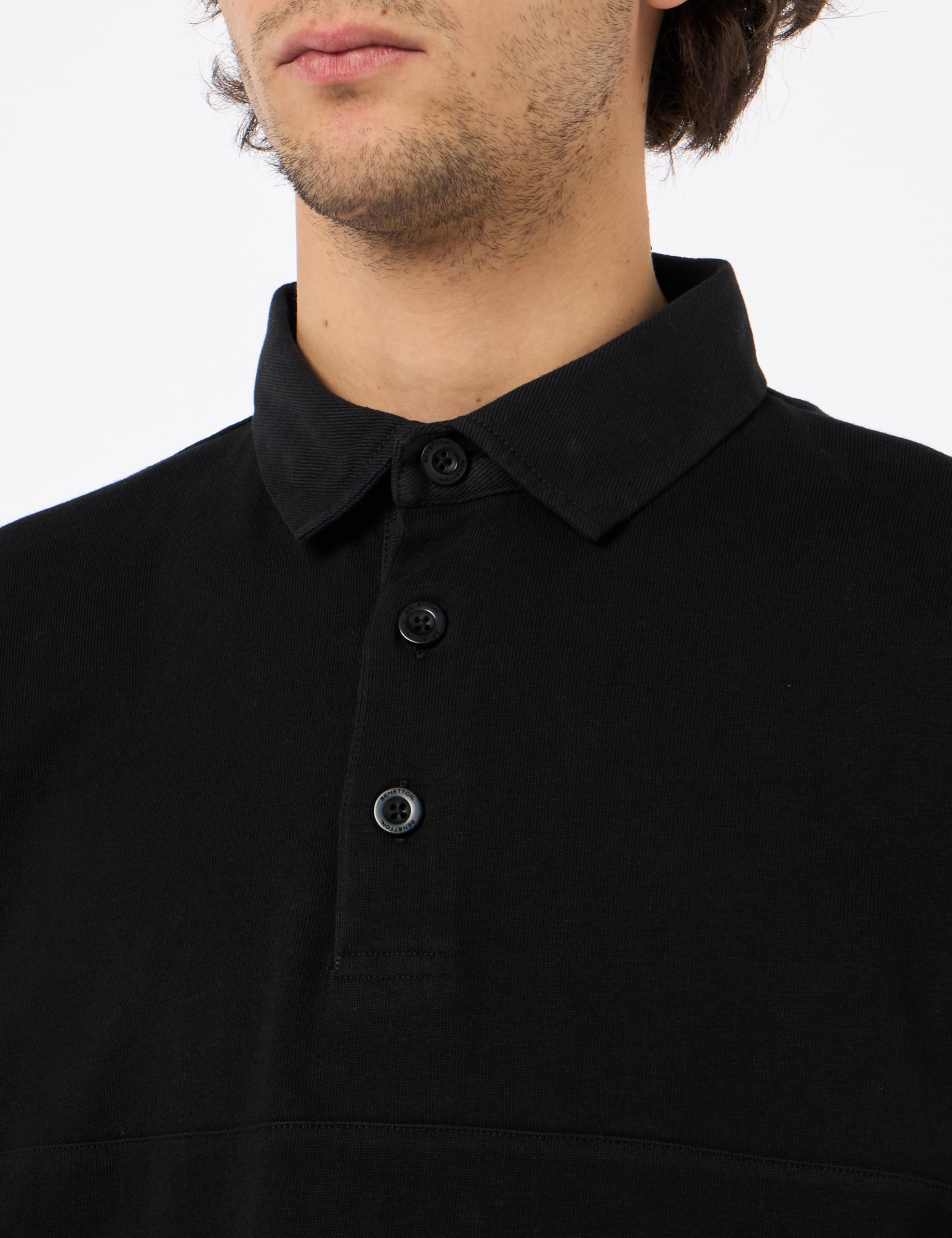 Benetton Polo Uomo Rugby Manica Lunga Cotone Tinto Capo
