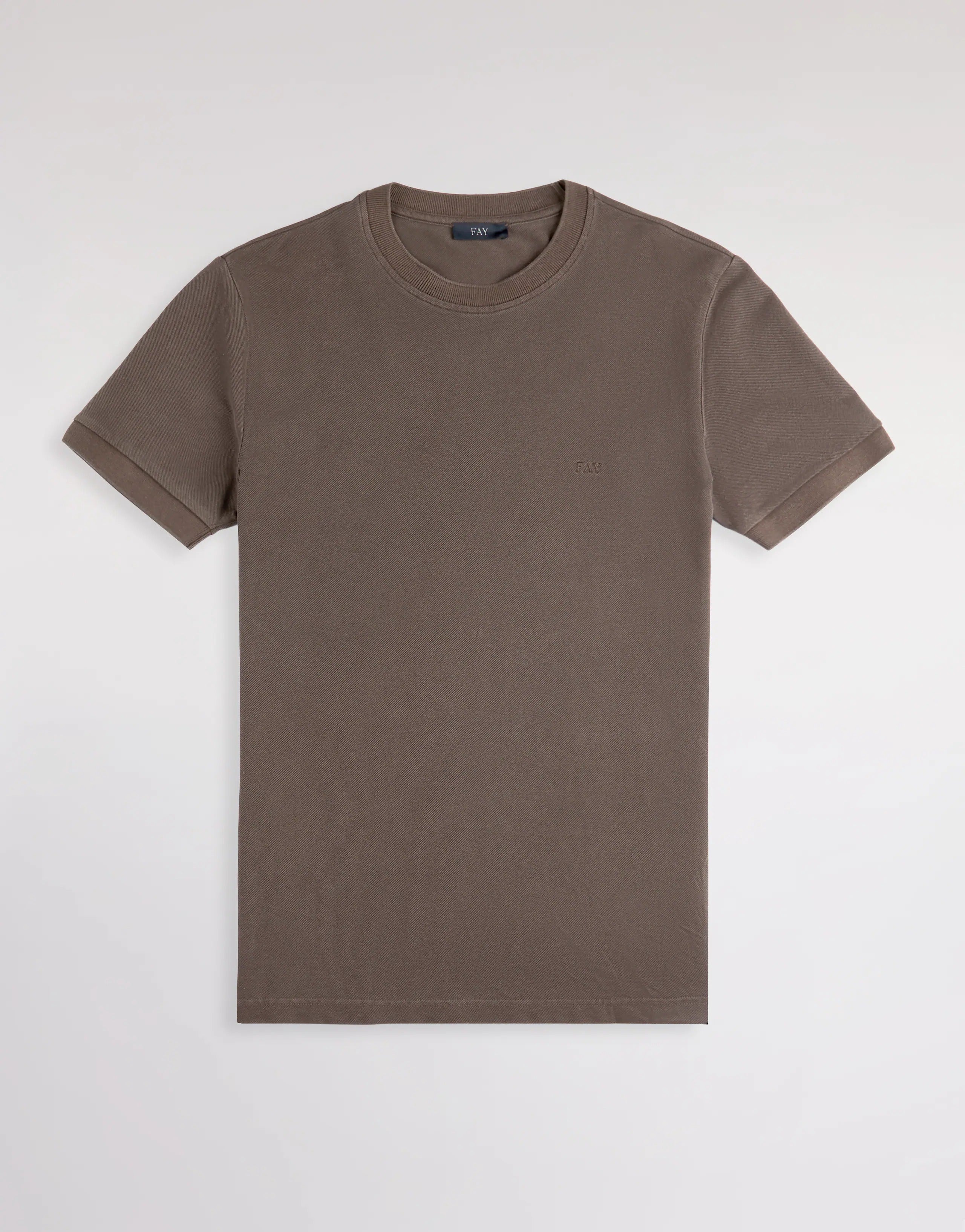 Fay Piquet NPMB352136TZE T-Shirt Uomo Marrone Cotone