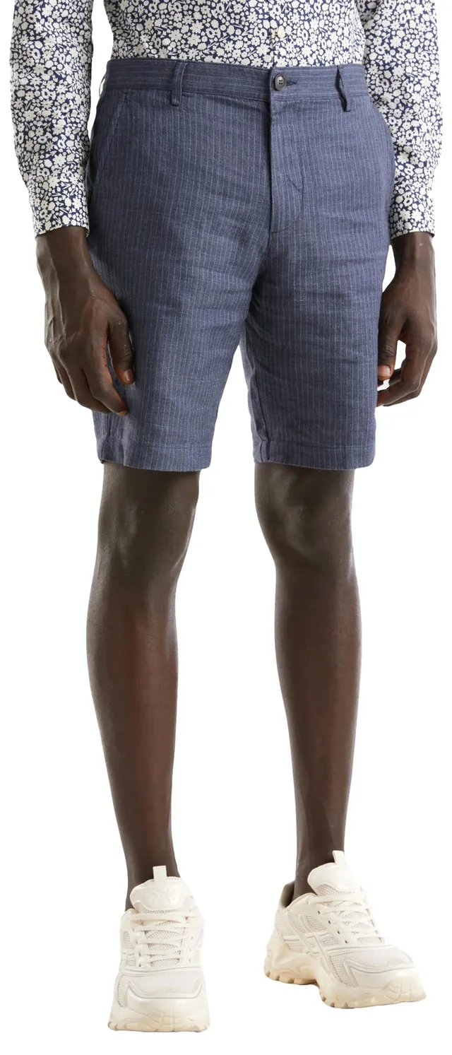Benetton 4UTAU900O Bermuda Uomo Blu 901 Taglia 42 Lino