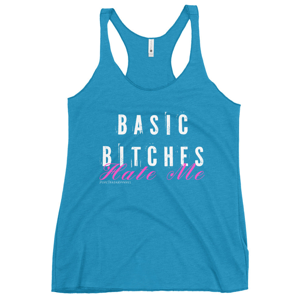 Pure Trash Basic Bitches Hate Me canottiera donna nera aderente