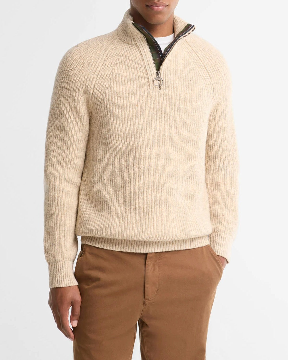 Barbour MKN1757 maglione uomo Pearl mezza zip