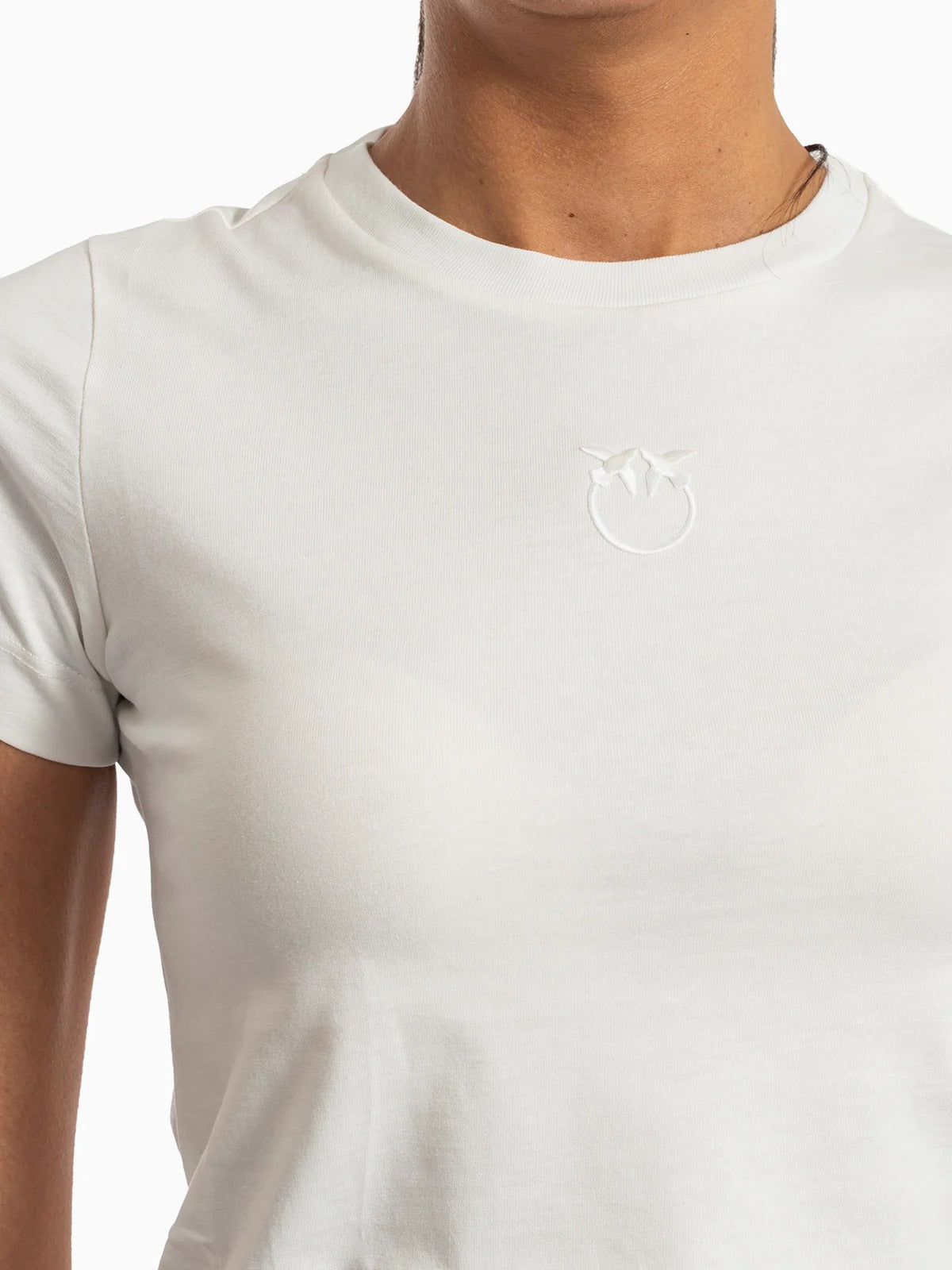 Pinko 100355 A339 T-Shirt Donna Bianco Cotone Ricamo