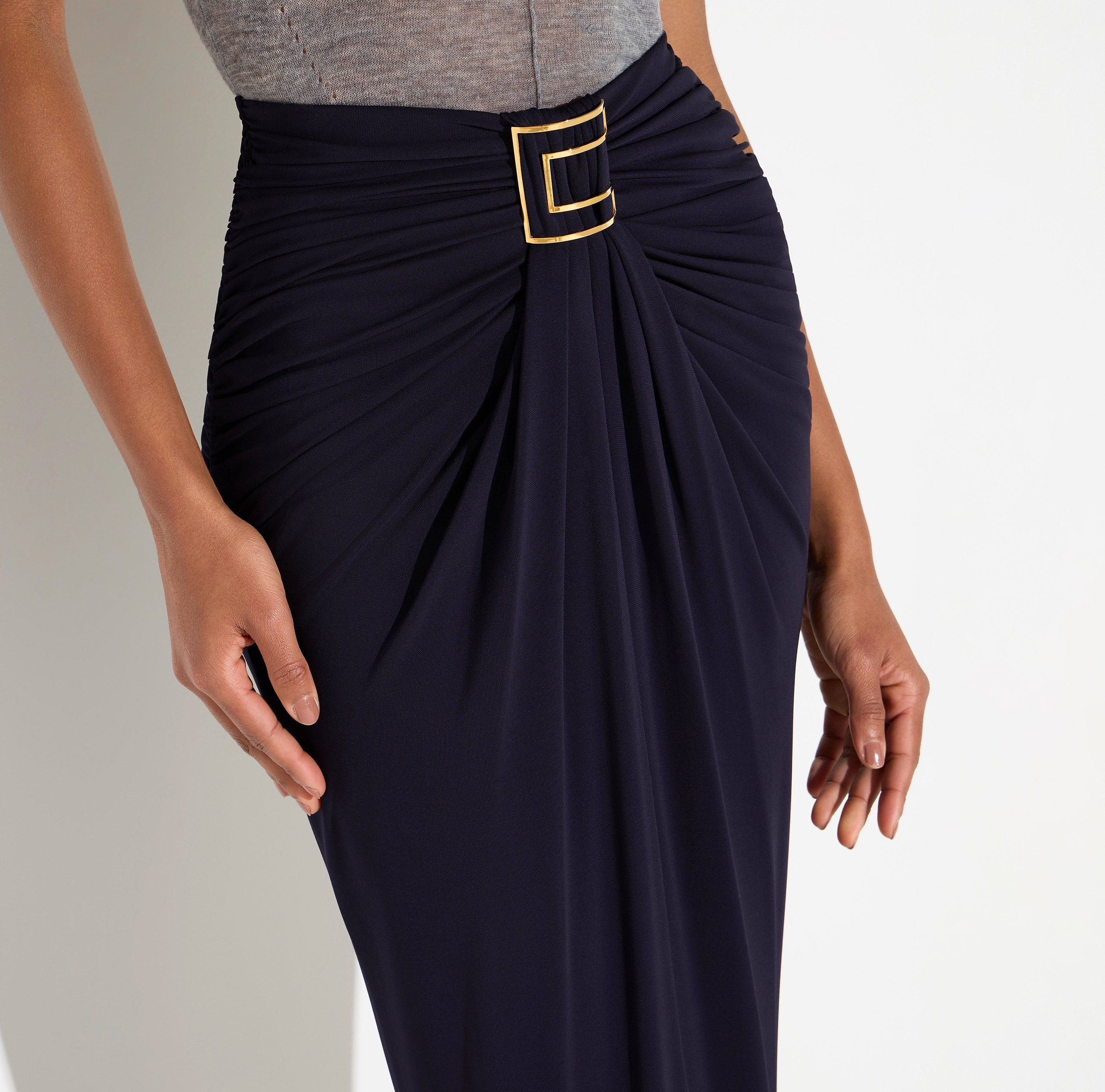 Elisabetta Franchi GO25167E2 gonna lunga blu notte