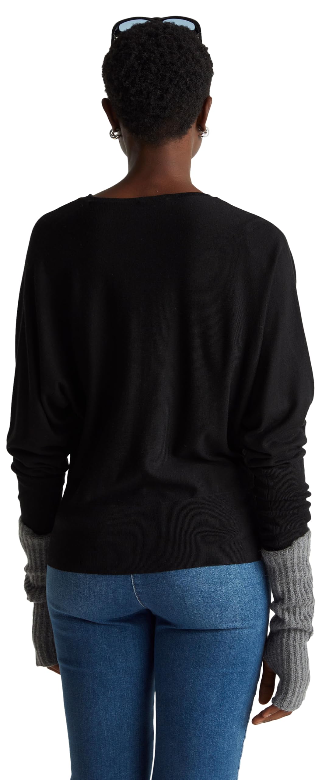 Benetton Maglieria Maglione Donna Scollo Drappeggiato M Nero