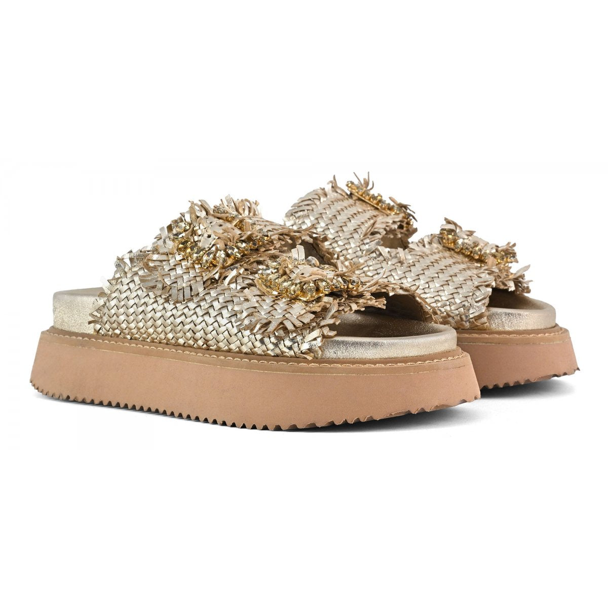 Coral Blue CB.K225 02 Sandalo Donna Gioiello Gold platform