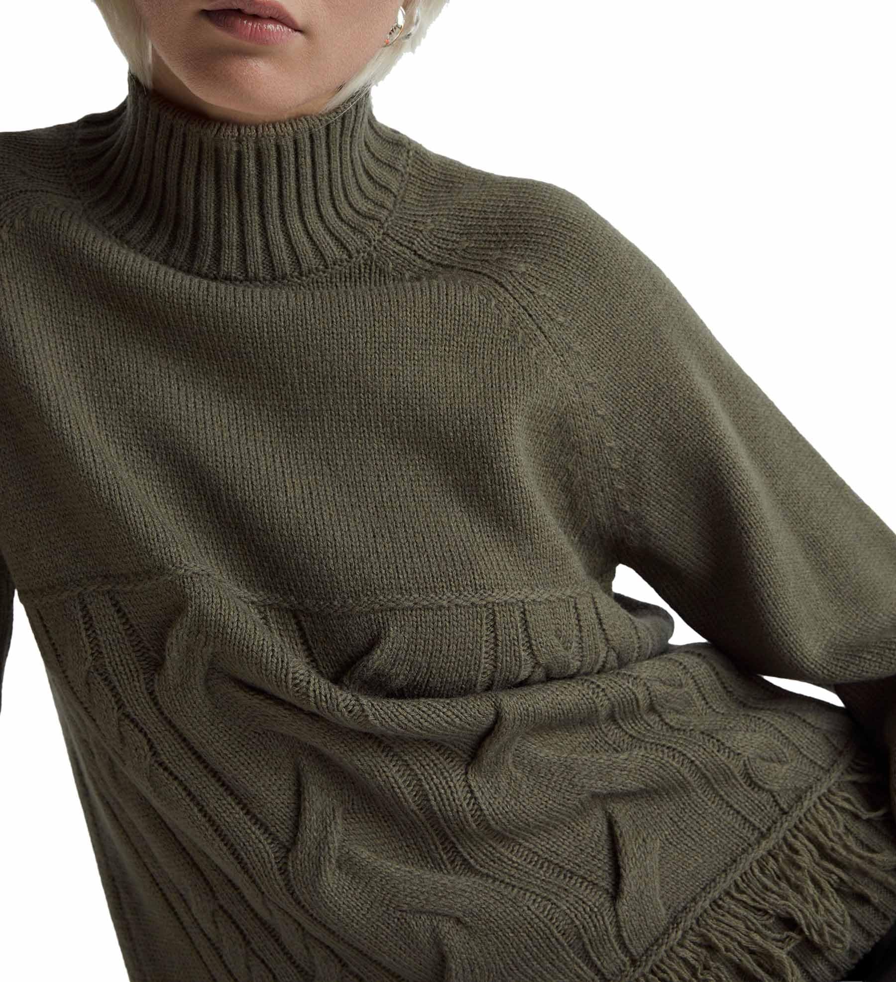 Benetton 191vd204a Maglione Donna Collo Alto Verde