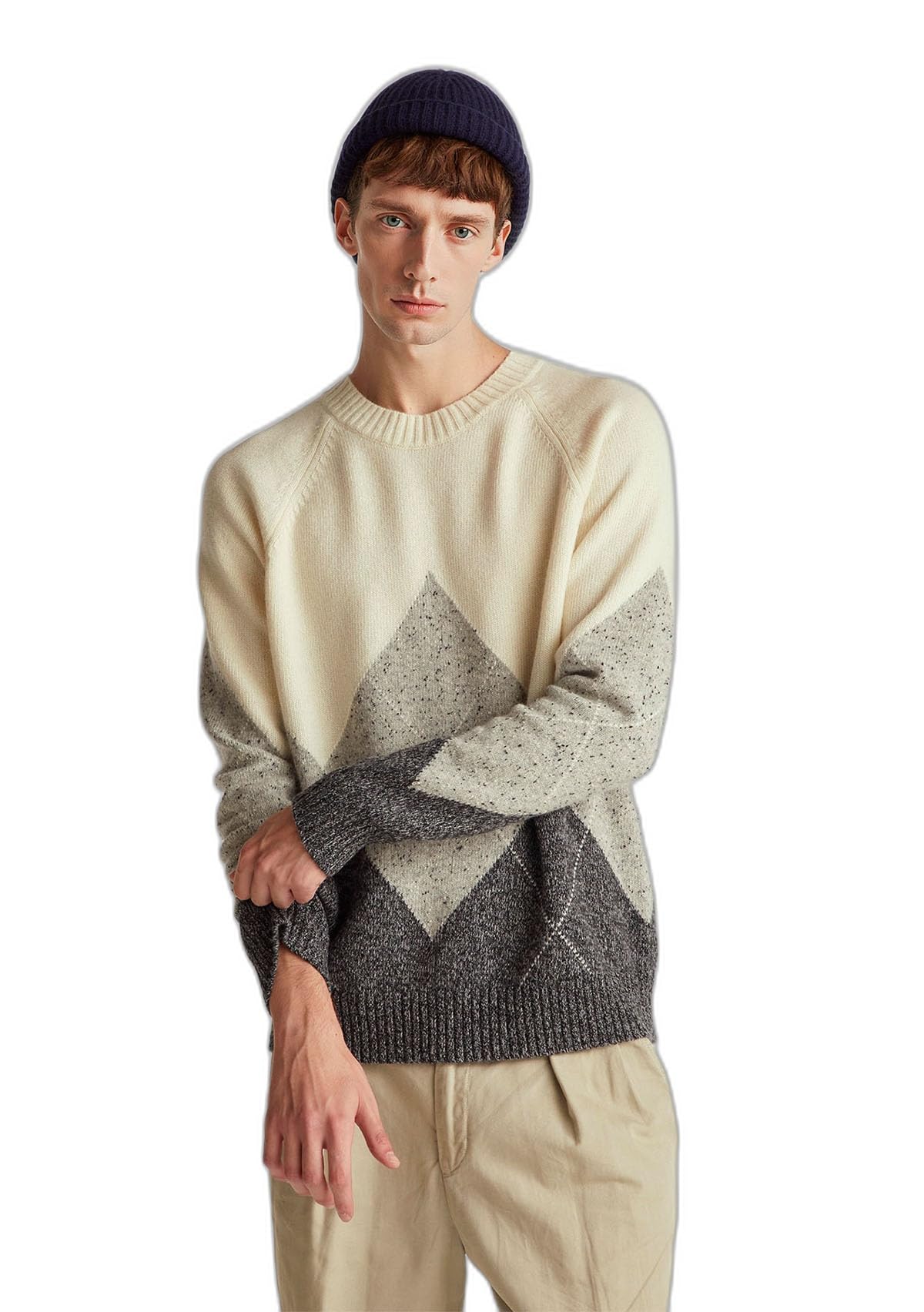 Benetton 1NGVK10B2 Maglione Uomo XS Girocollo Rombi