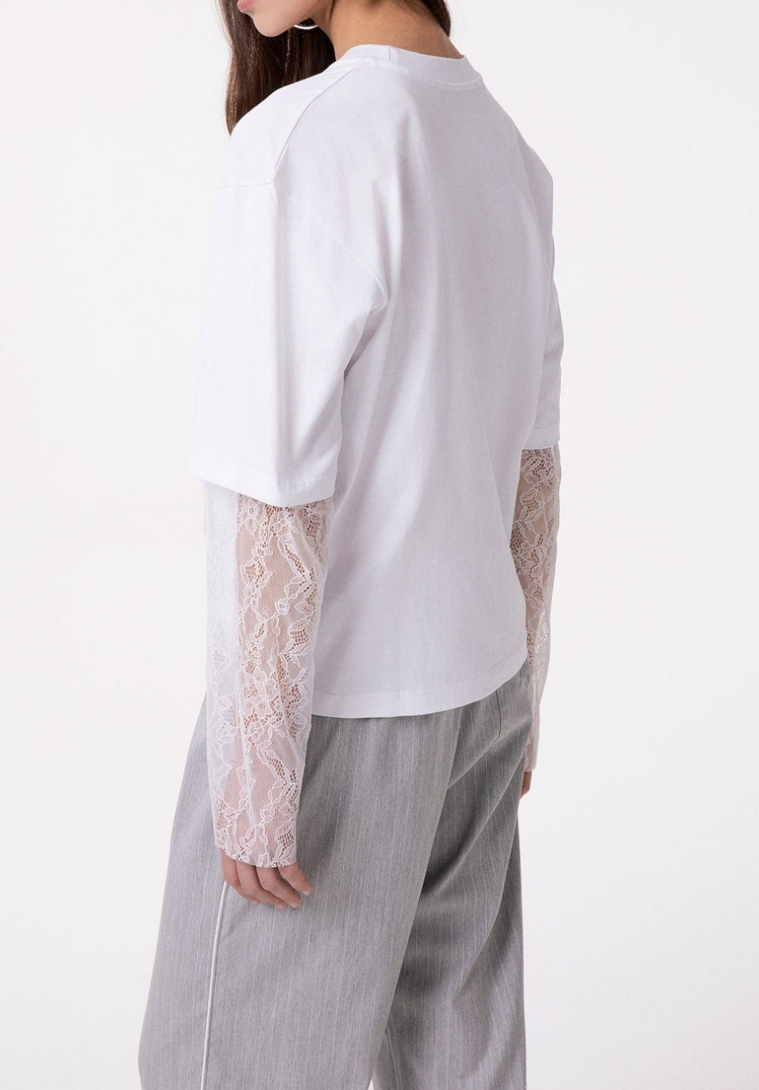 Gaelle Paris GAABW09343 t-shirt bianco jersey pizzo