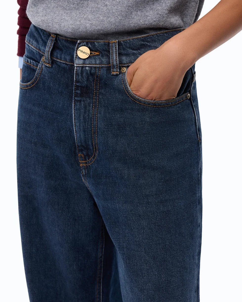 Pinko Estelle Egg 103857 Jeans Denim Blu Scuro Balloon