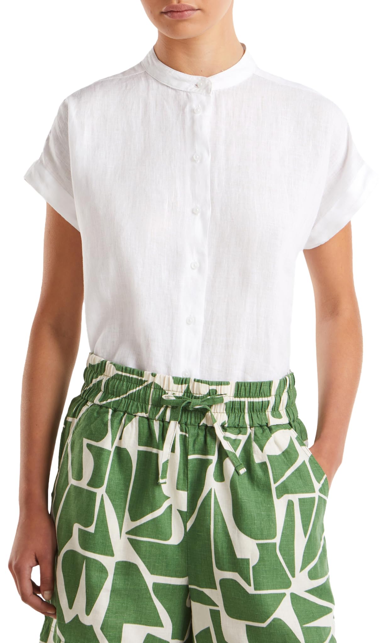 United Colors of Benetton Camicia Donna Cipria Scuro Lino