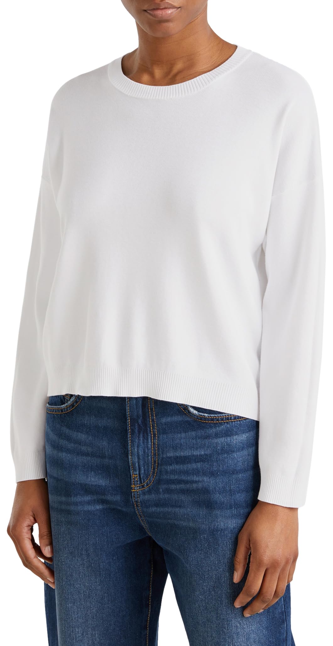 Benetton 1091d10d6 maglia donna bianca XS girocollo
