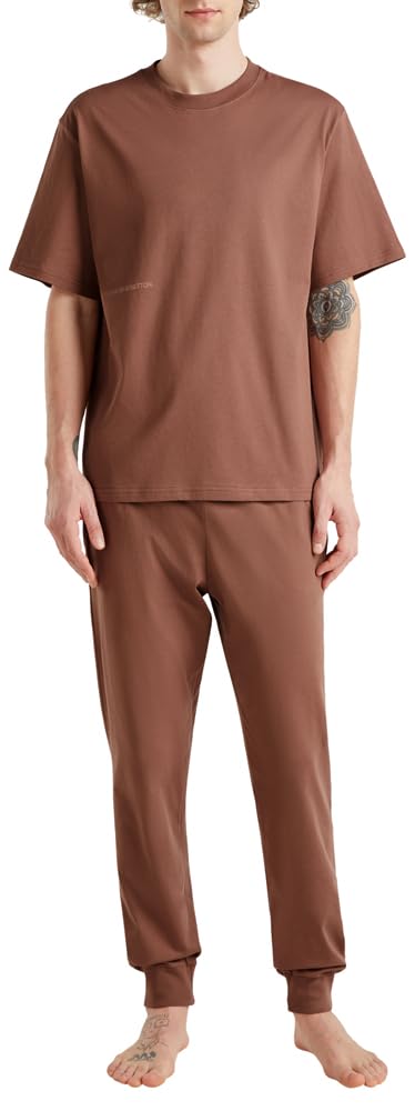 Benetton 30964m01w T-Shirt Pigiama Uomo Marrone M