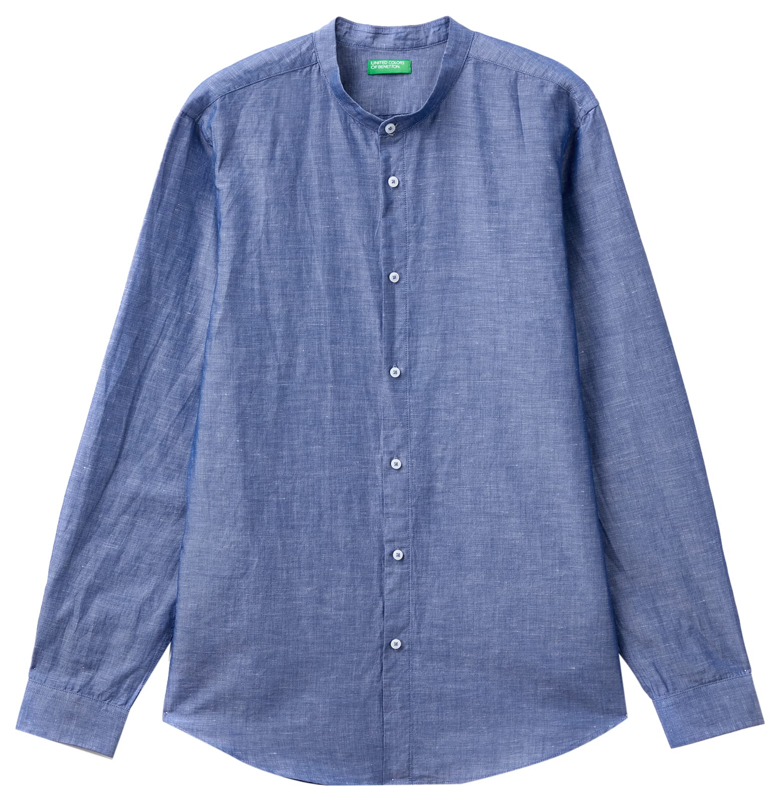 Benetton Camicia uomo slim collo coreana manica lunga