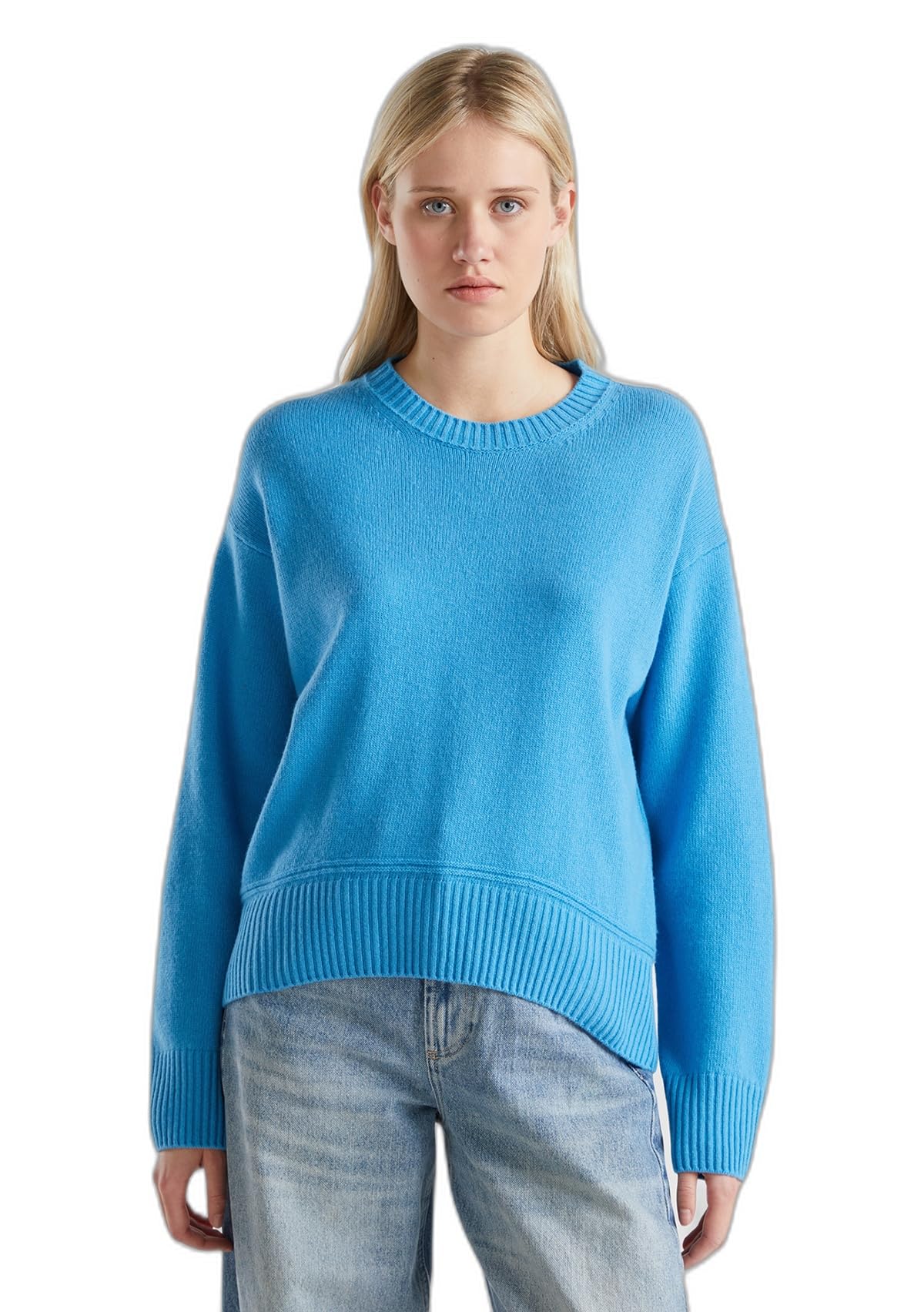 Benetton Maglieria 1244d10bc Maglione Boxy Donna Bianco