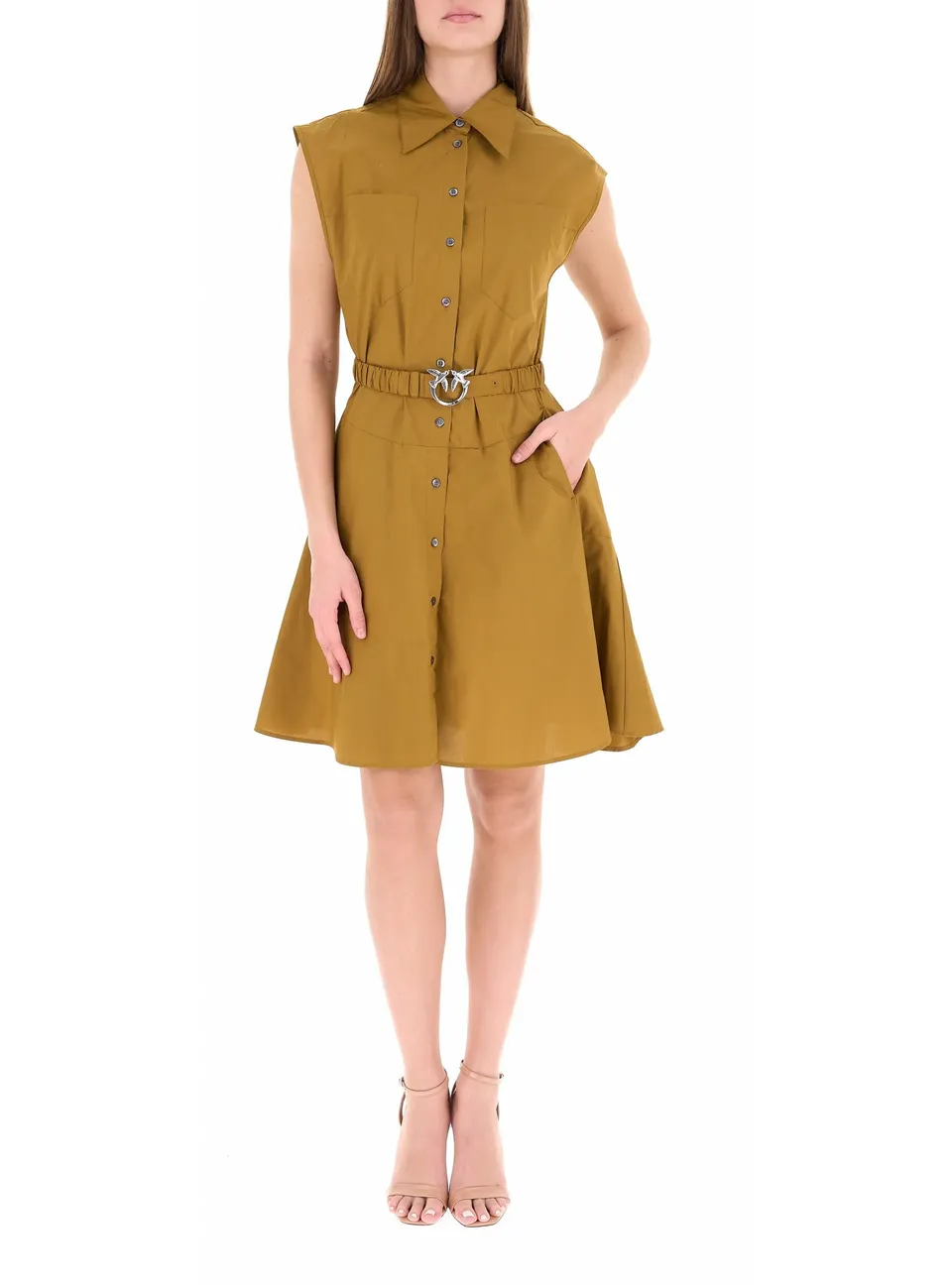 Pinko 103111 A2LD abito chemisier bronzo cotone