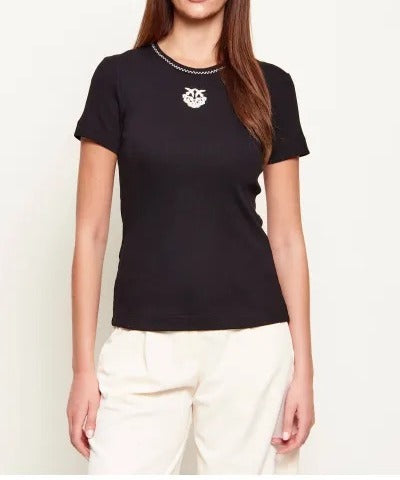 Pinko Brugherio 106815 T-Shirt Donna Nero Cotone