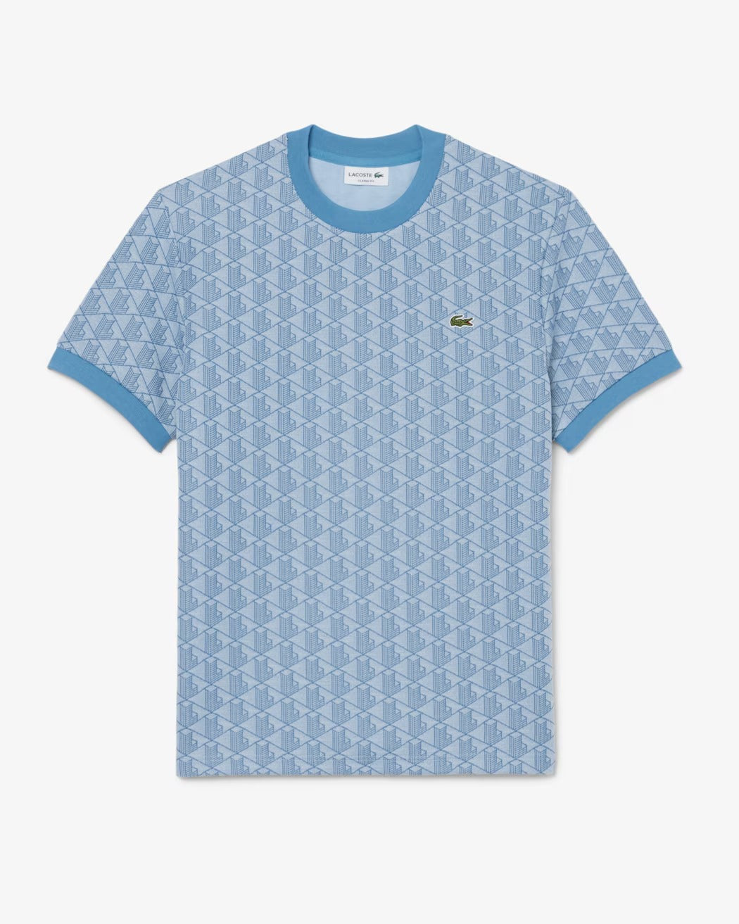 Lacoste TH1197 T-Shirt Uomo Bleu Clair Jacquard
