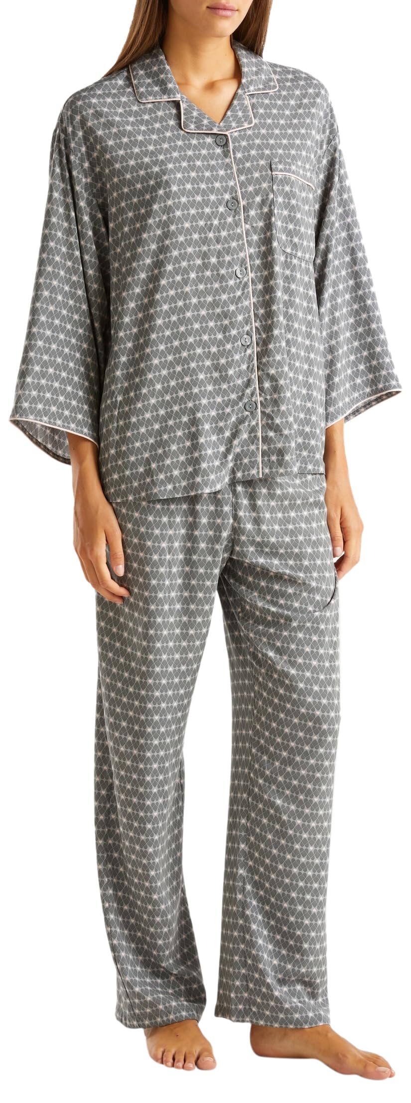 Benetton Intimo 4X9X3P00J Set Pigiama Camicia Donna L Viscosa