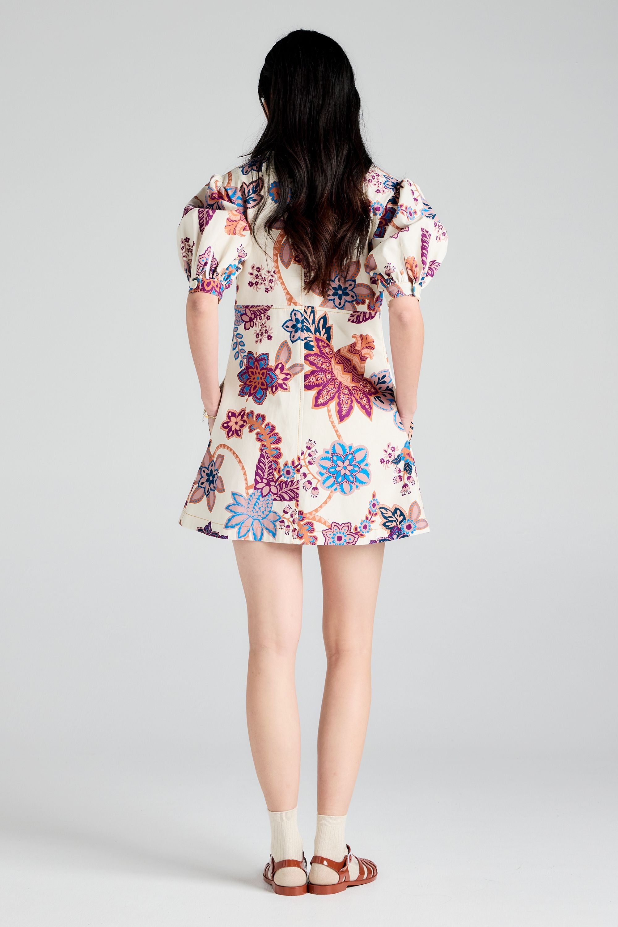 Karen Walker Delphie vestito cotone cream multi