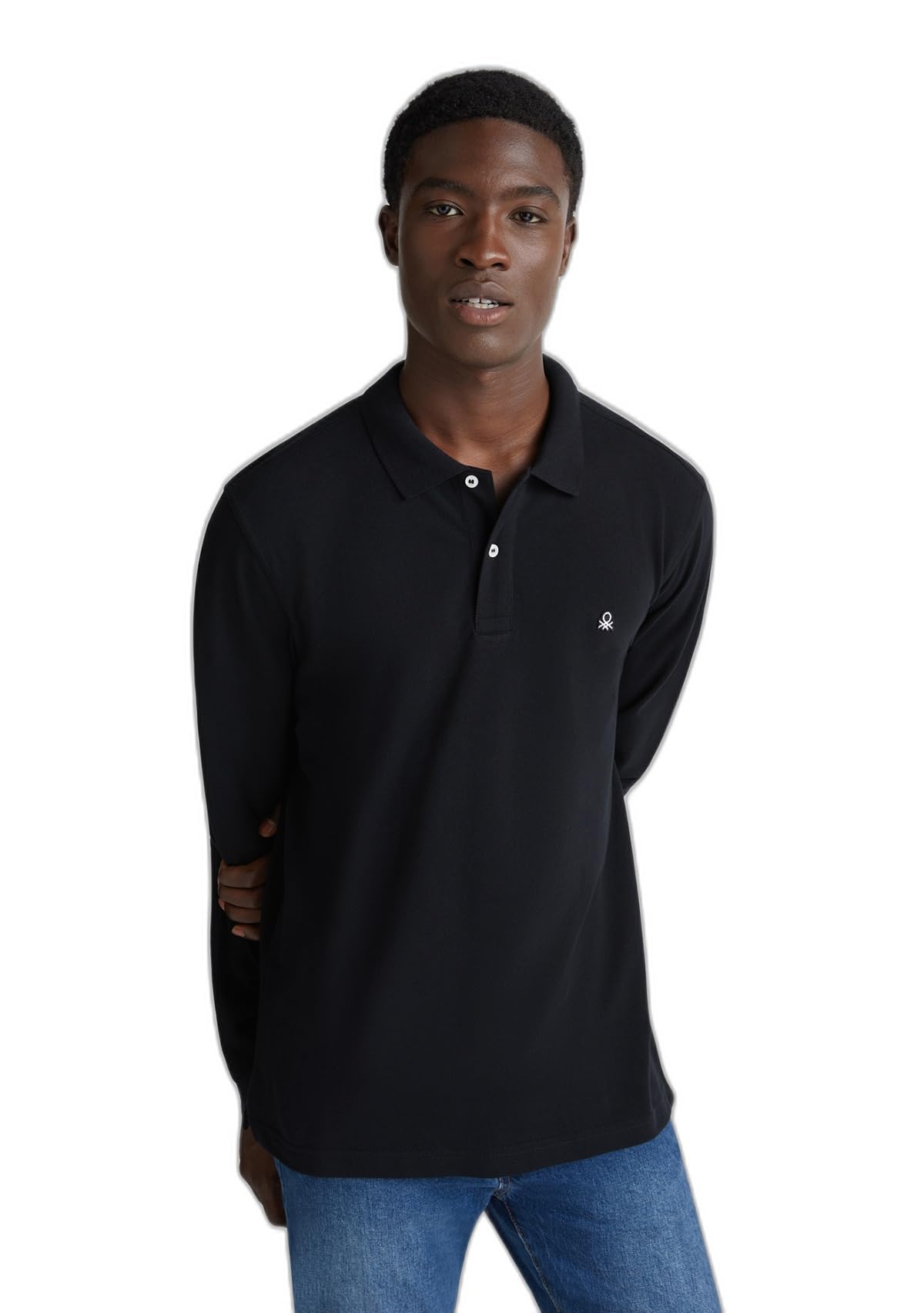 Benetton 3089j3204 polo uomo manica lunga tinta unita