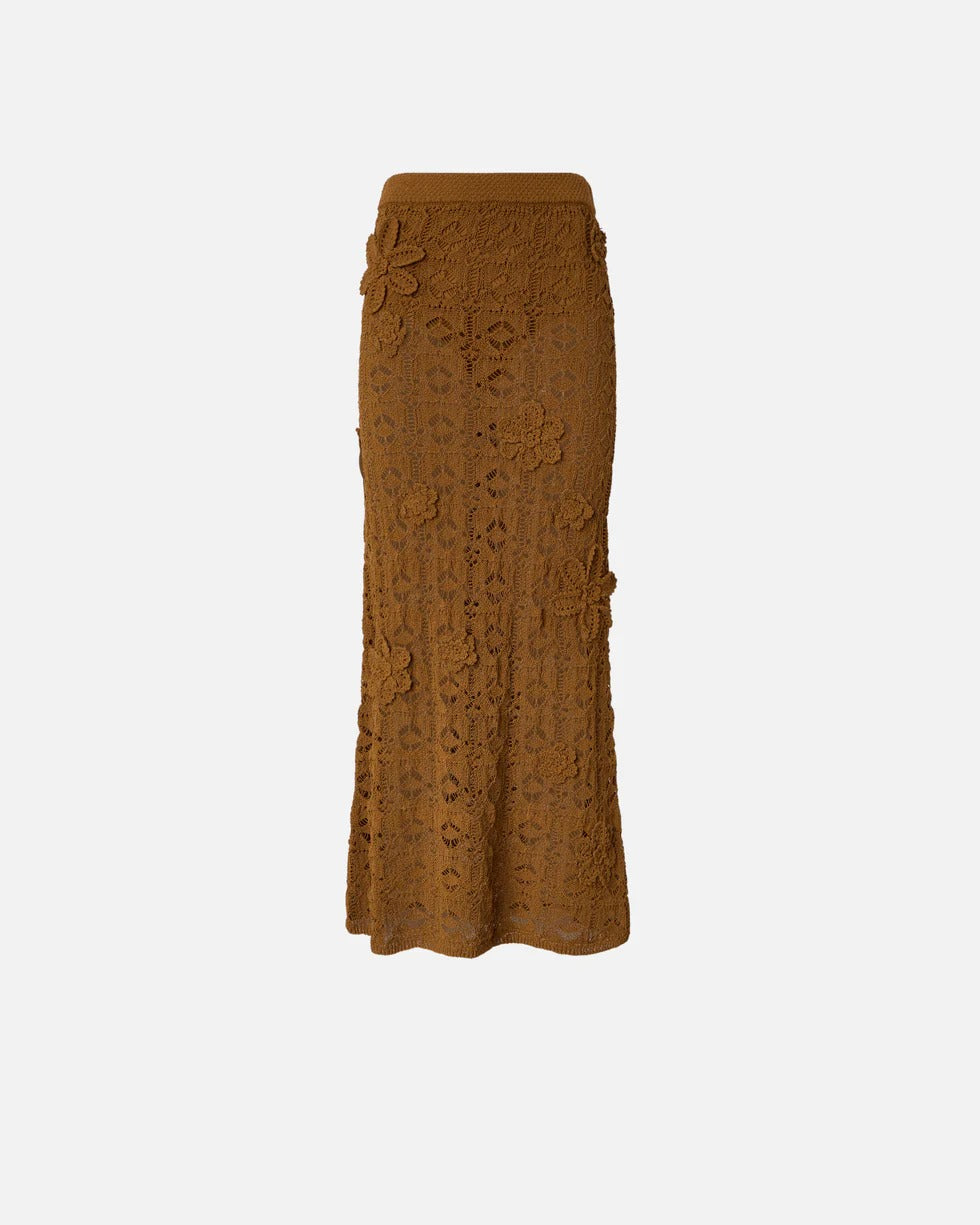 Pinko Anthemis 106861 A3B8 gonna midi marrone crochet