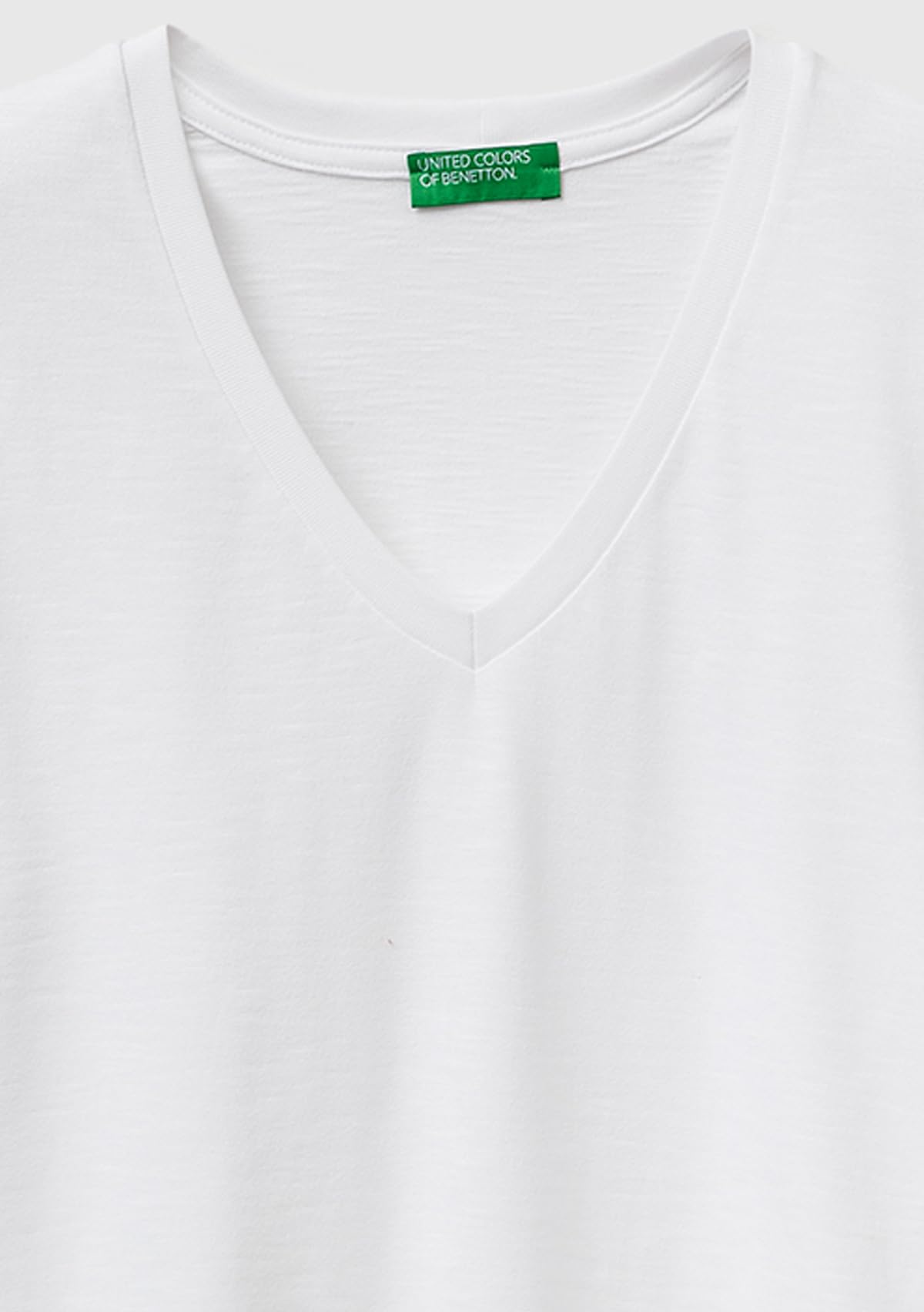 Benetton 3BVXD4020 T-Shirt Scollo V Bianca Comfort