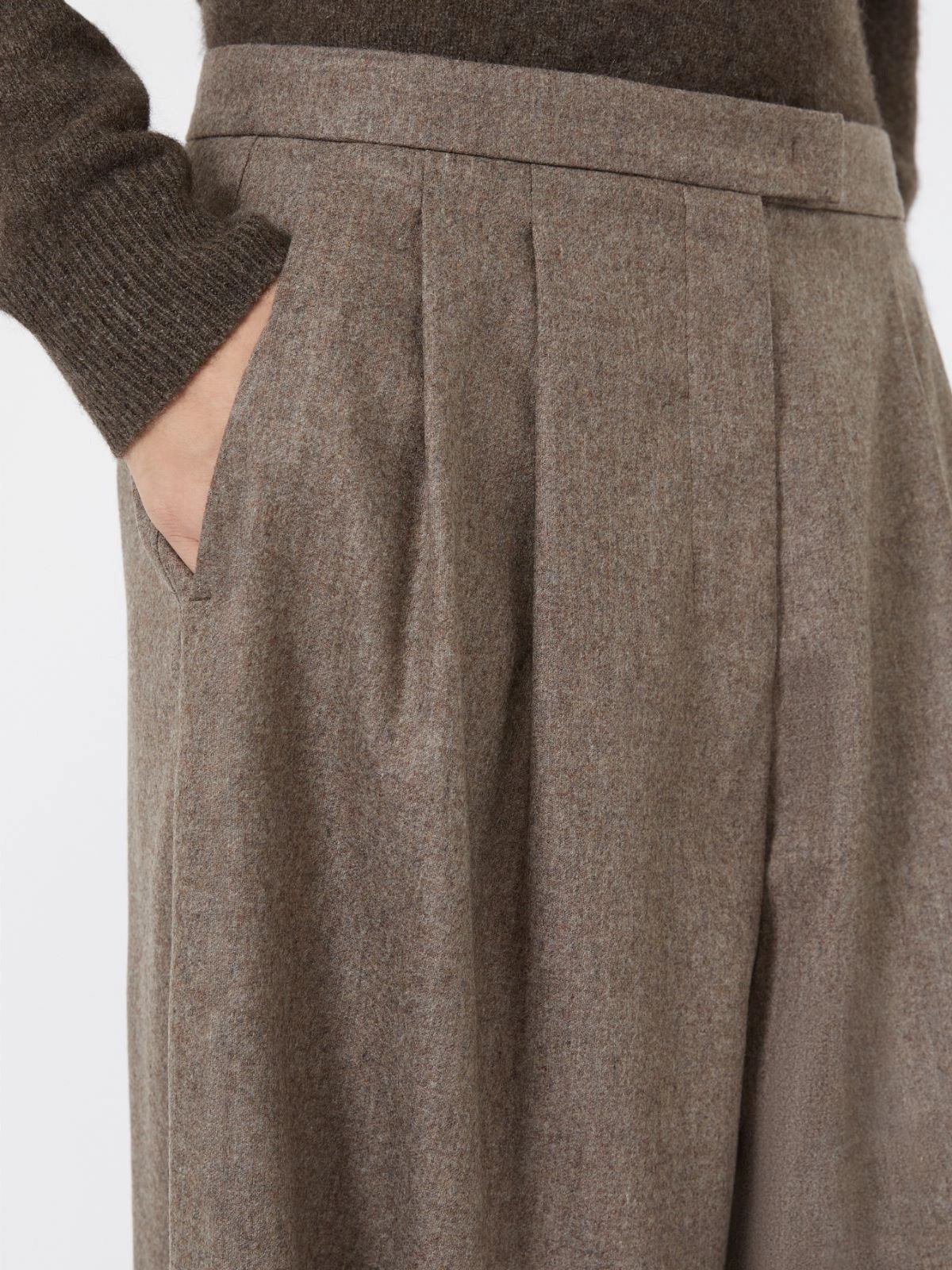 S Max Mara Panfilo Pantalone Tortora Donna Flanella Lana