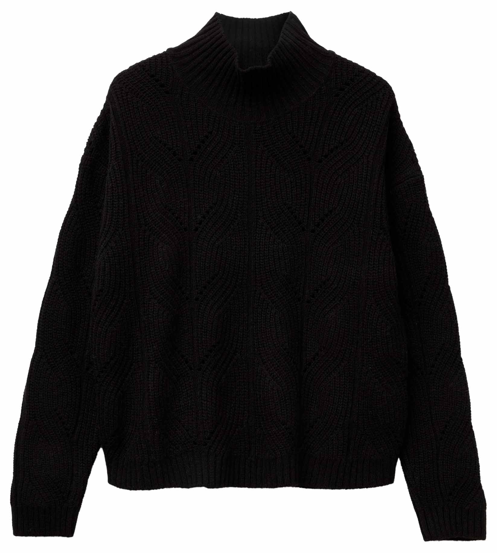 Benetton Maglieria 1fdfd10f2 Maglia Donna Collo Alto Nero Inglese