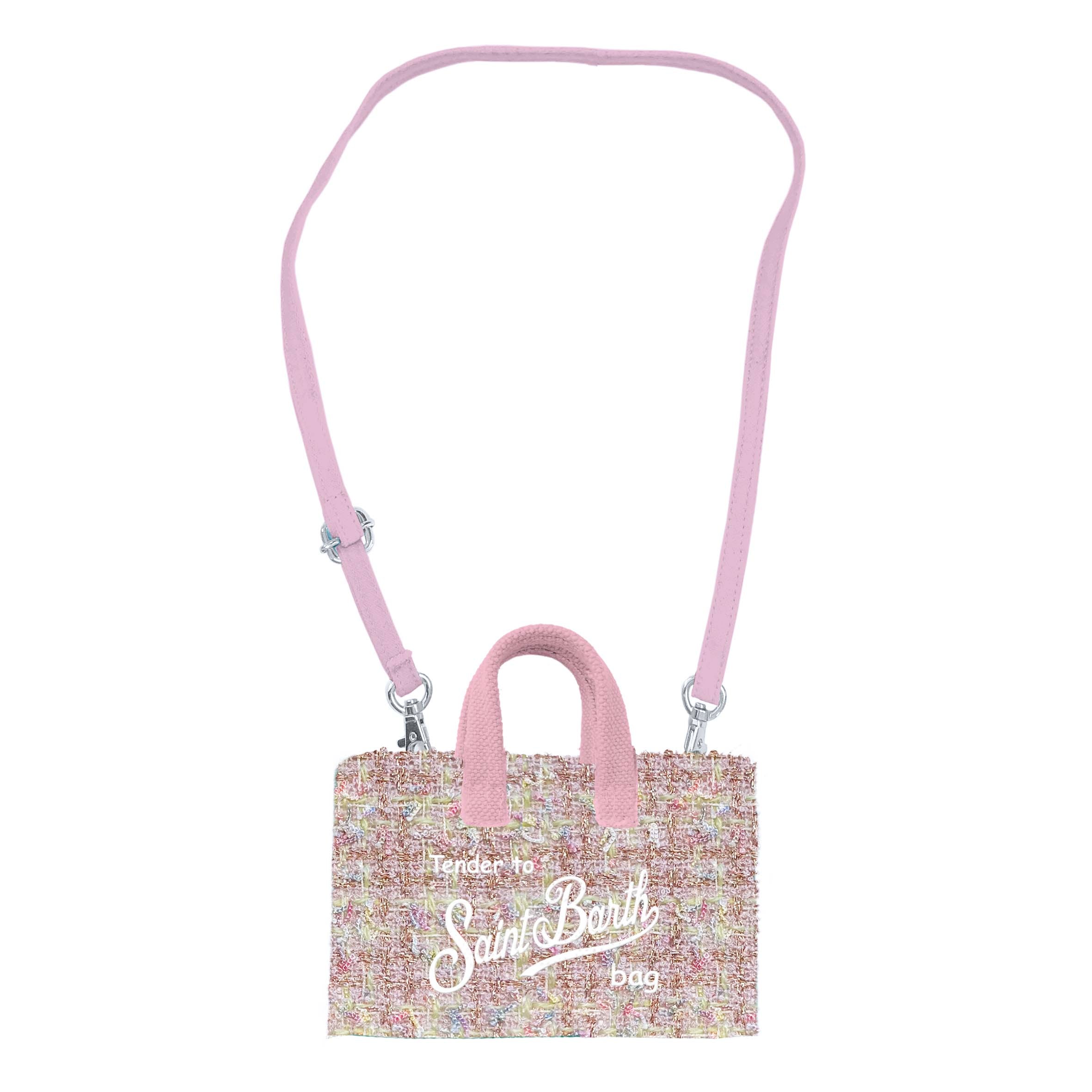 MC2 Saint Barth Phone Bag borsa tweed rosa telefono