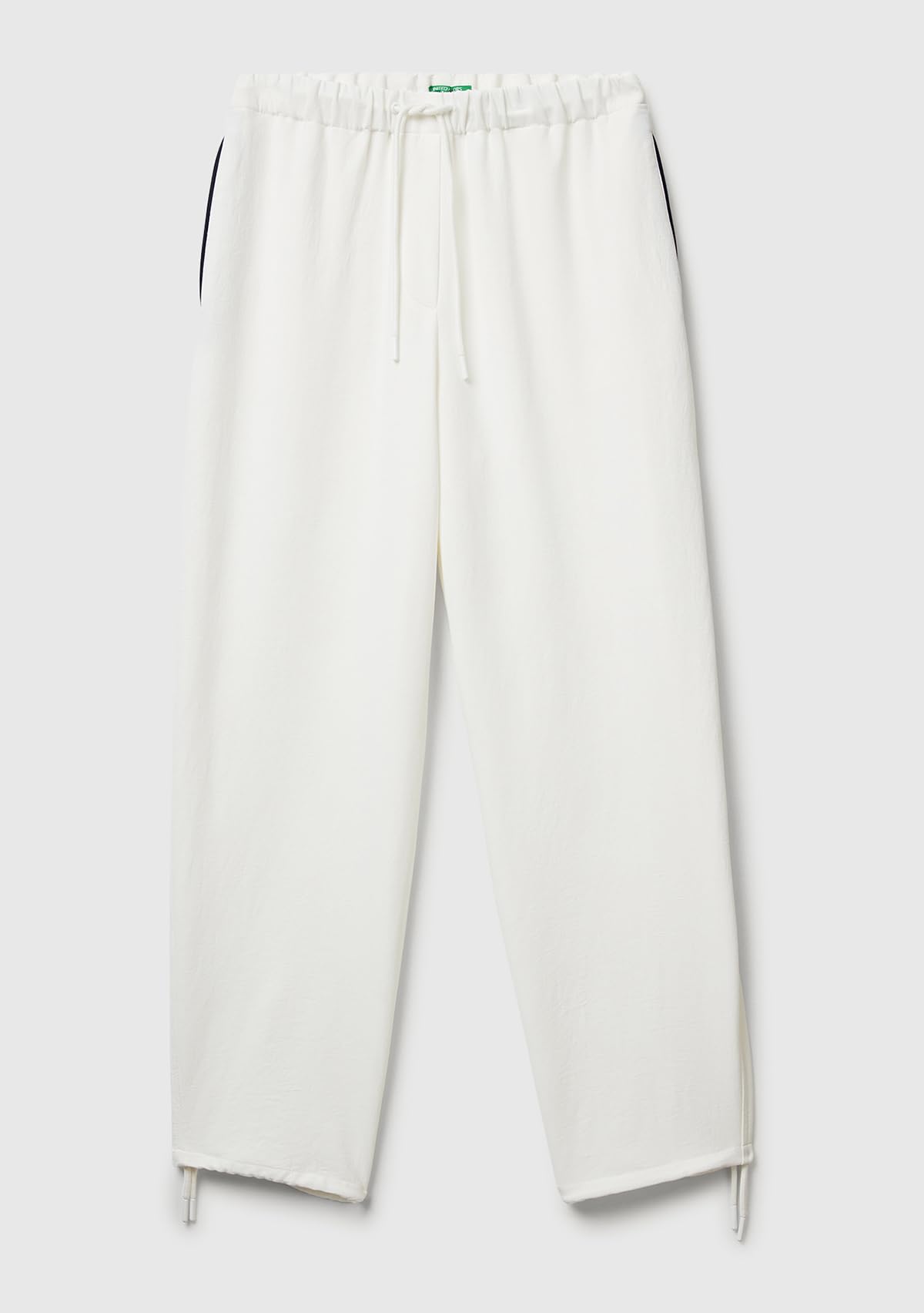 Benetton Pantaloni Donna S Blu Effetto Crinkle