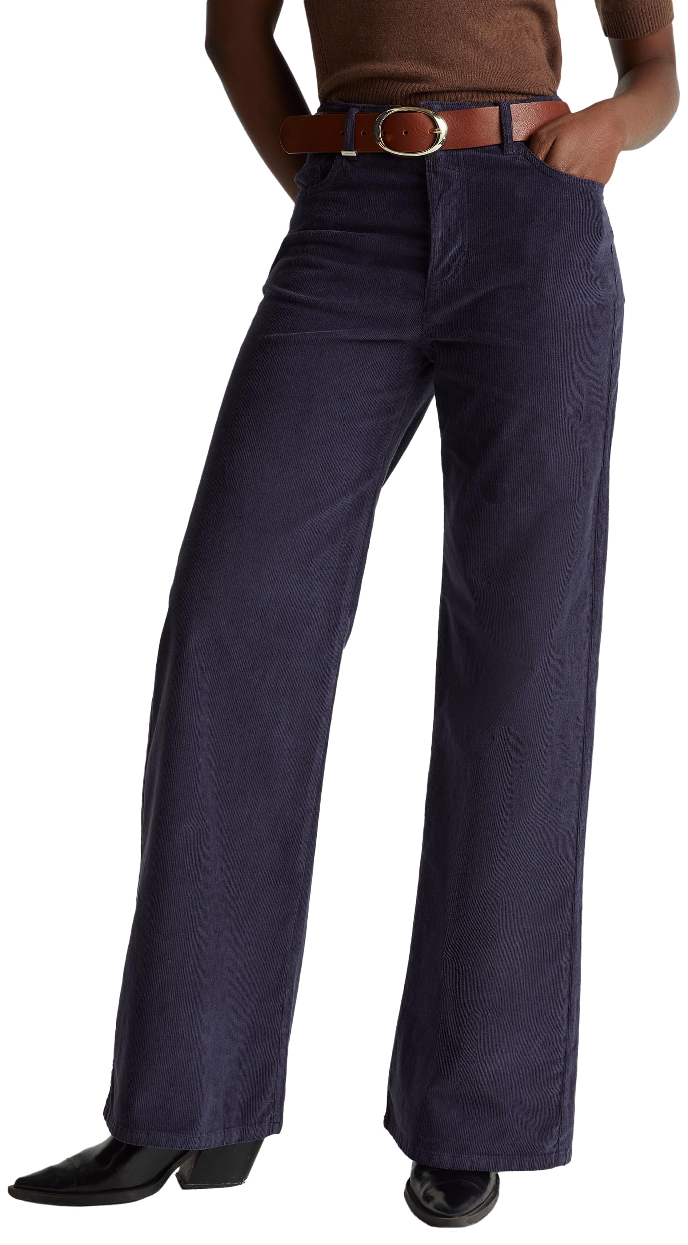 Benetton 41ULDE029 Pantalone Donna Velluto Nero 30