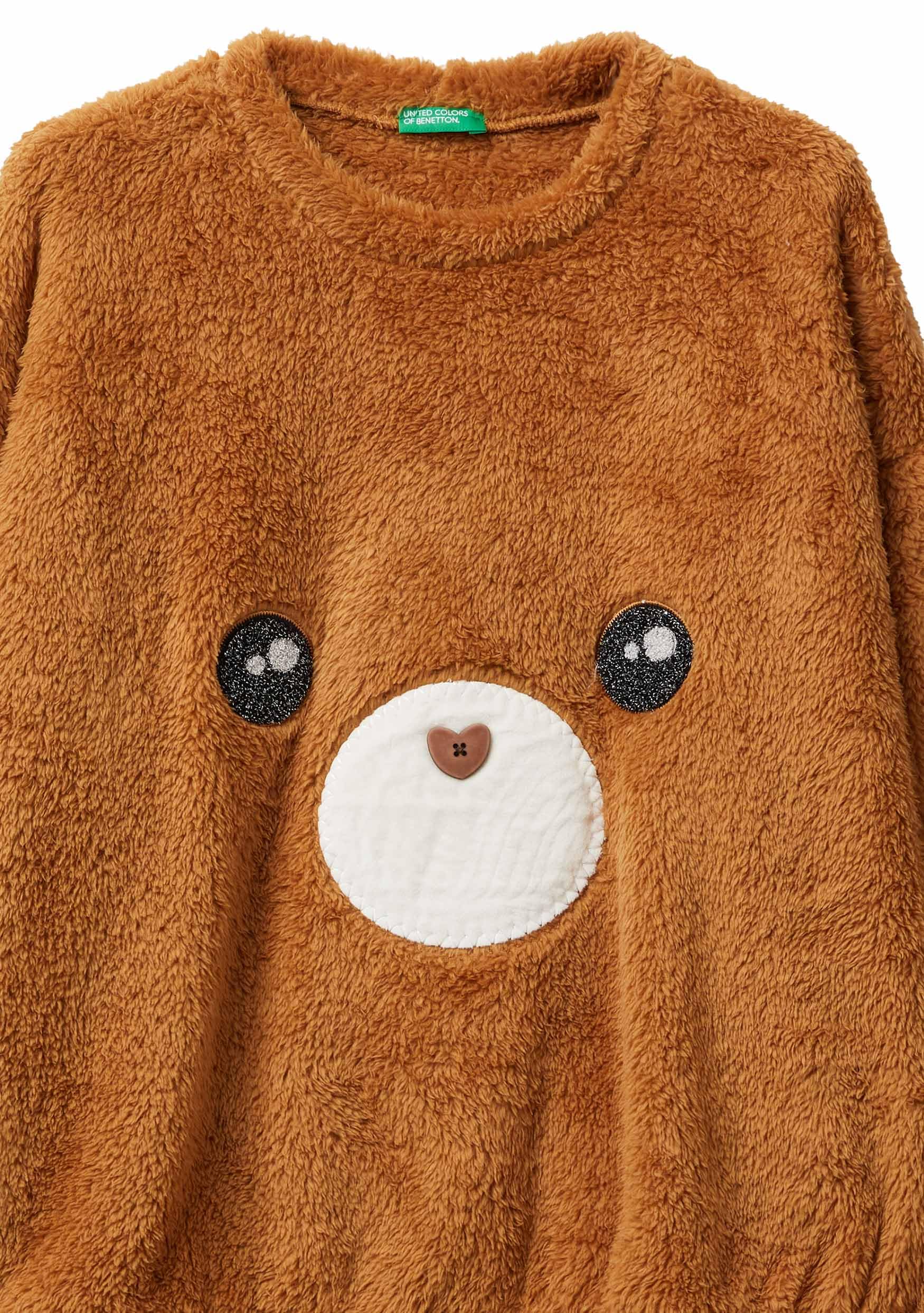 Benetton 3ukc3m07z Maglione Donna Pellicciotto Marrone