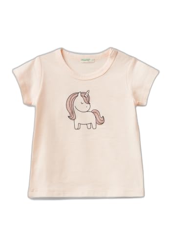 Benetton 3I1XA104K T-Shirt Bimbo Cotone Bianco Panna