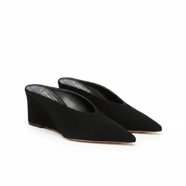 Bianca D S1302 sabot donna nero zeppa 8 cm camoscio