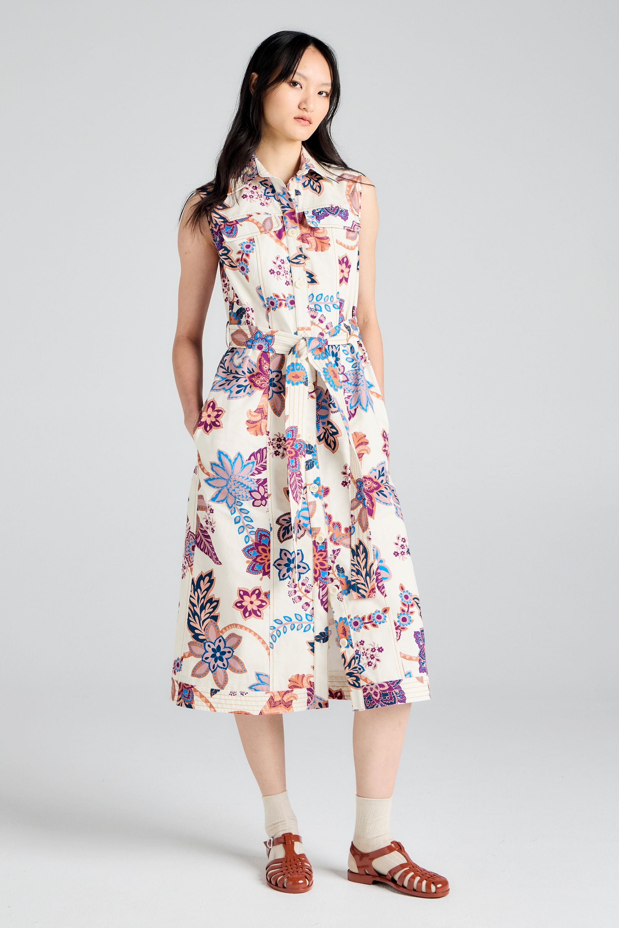 Karen Walker Odette Dress vestito cream multi floreale