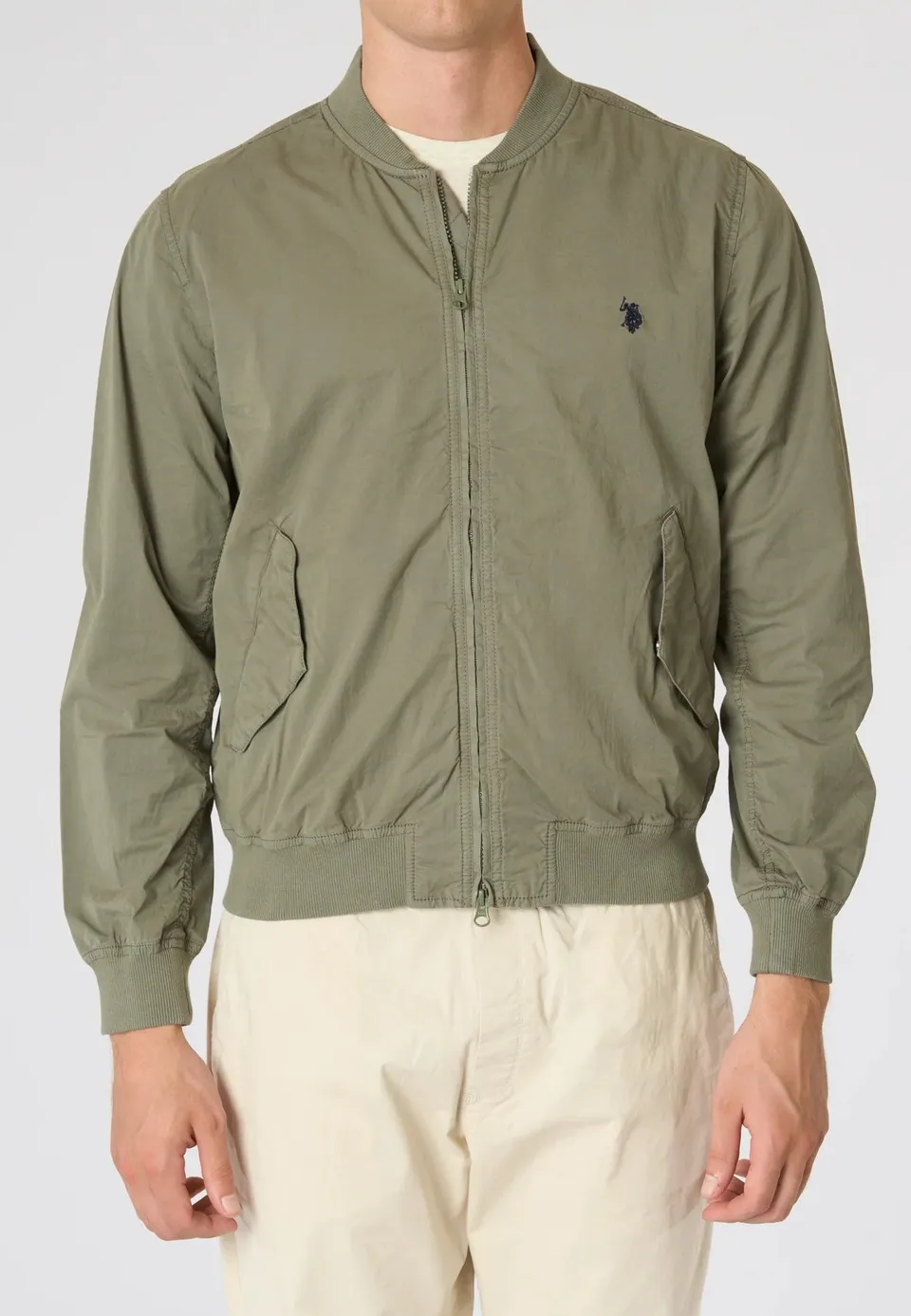 U.S. Polo ASSN. US43125004 Giacca Bomber Uomo Cachi Cotone