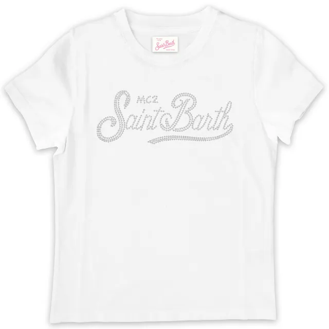 MC2 Saint Barth Elly T-shirt bimba strass bianco